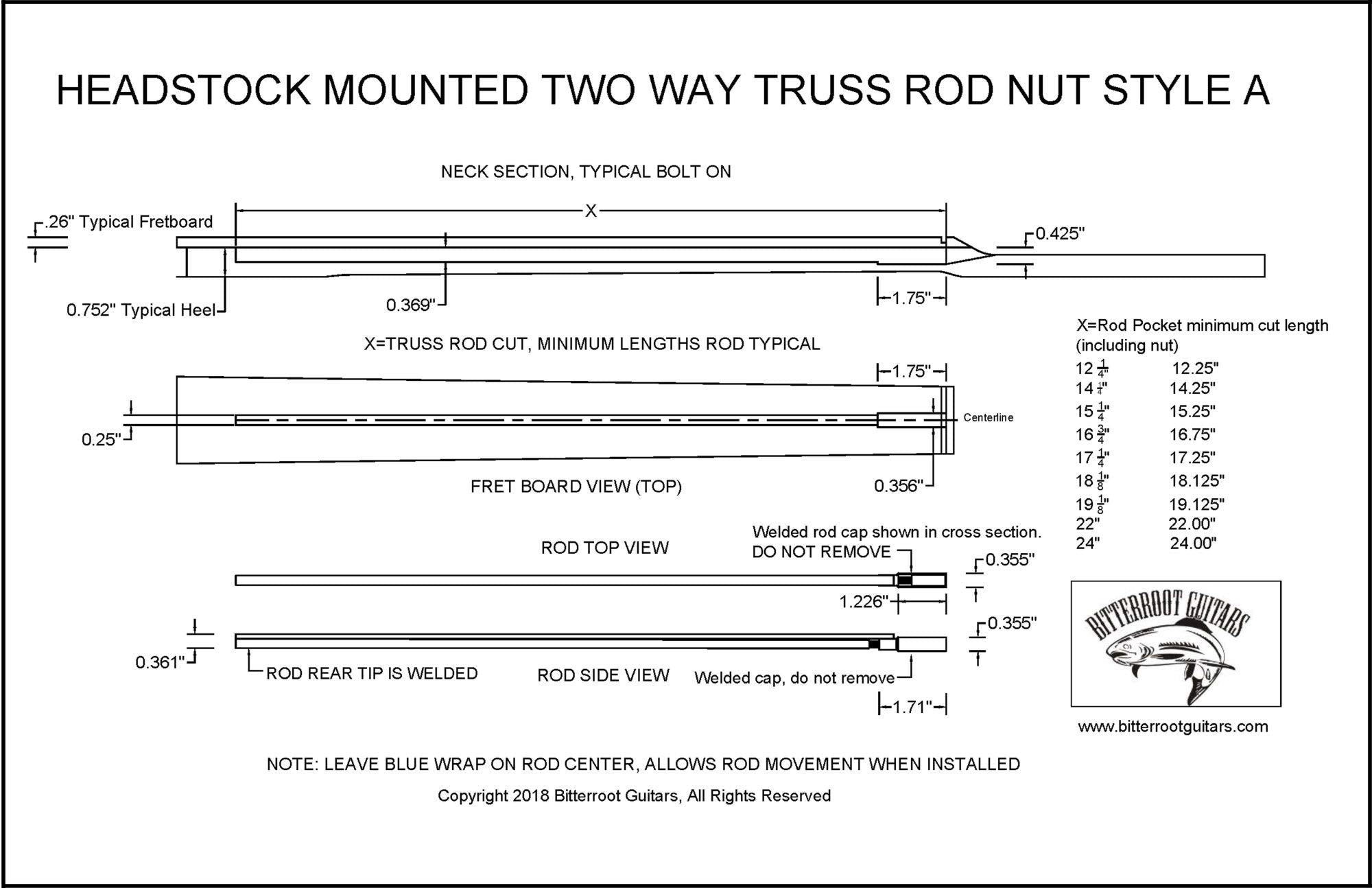 Bitterroot Guitar Truss Rod 12 1/4'' Two Way