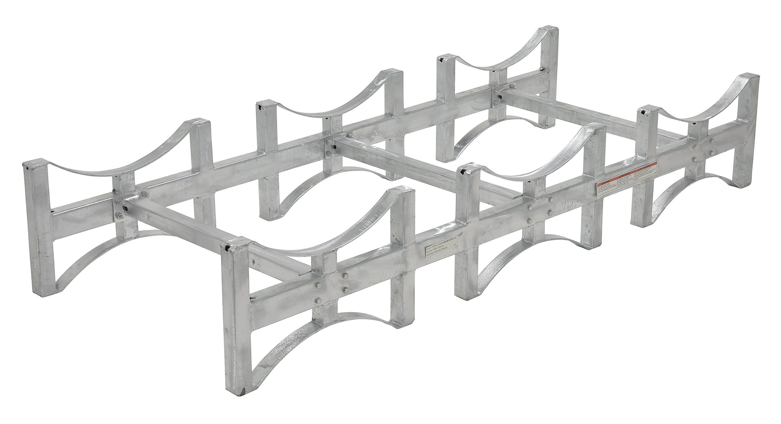 Vestil DRUM-RACK-3-G Galvanized Steel Stackable Drum Rack 3 Drum 55 Gallon 2400 Lb. Capacity Gray