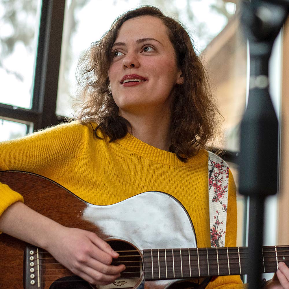 Rinastore Acoustic Guitar Strap, Embroidered Straps with Real Leather Ends for Electric & Bass Guitars with Button & 2 Locks