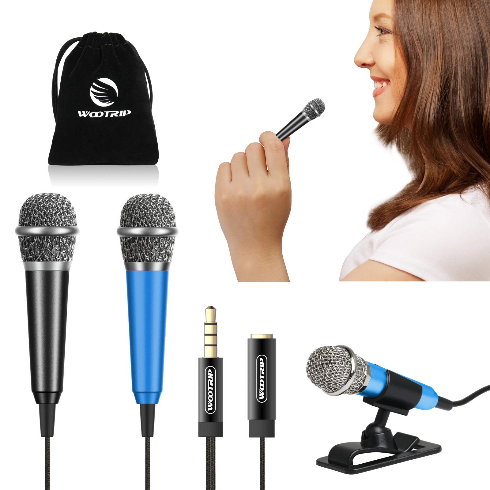 Wootrip [2Pcs] Mini Karaoke Microphone, Mini Voice Recording Microphone Portable Karaoke Mic For Singing, Recording, Voice Recor
