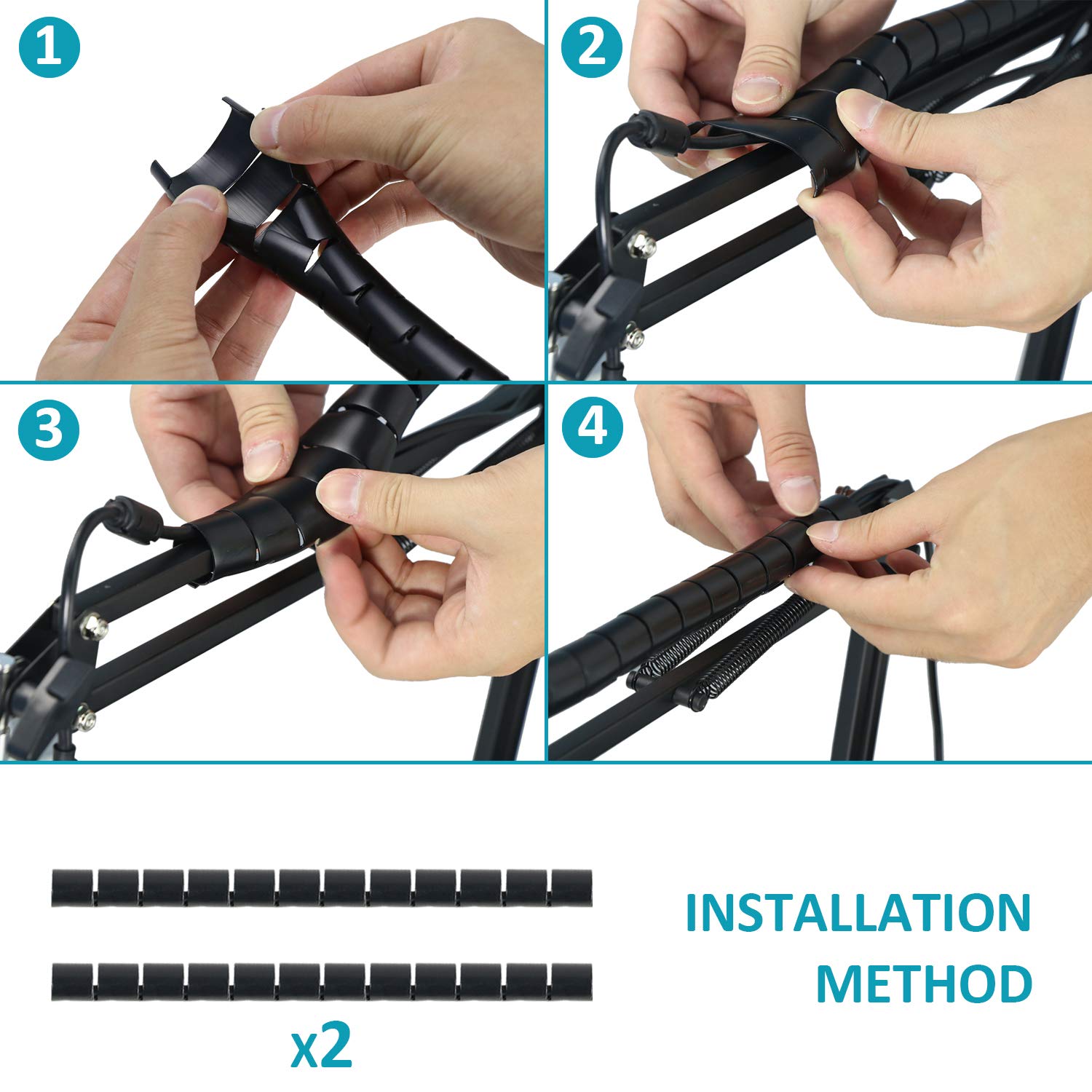 K669 Mic Boom Arm Stand with Pop Filter, Compatible with Fifine K669, Fifine 669B USB Microphone with Cable Sleeve by SUNMON