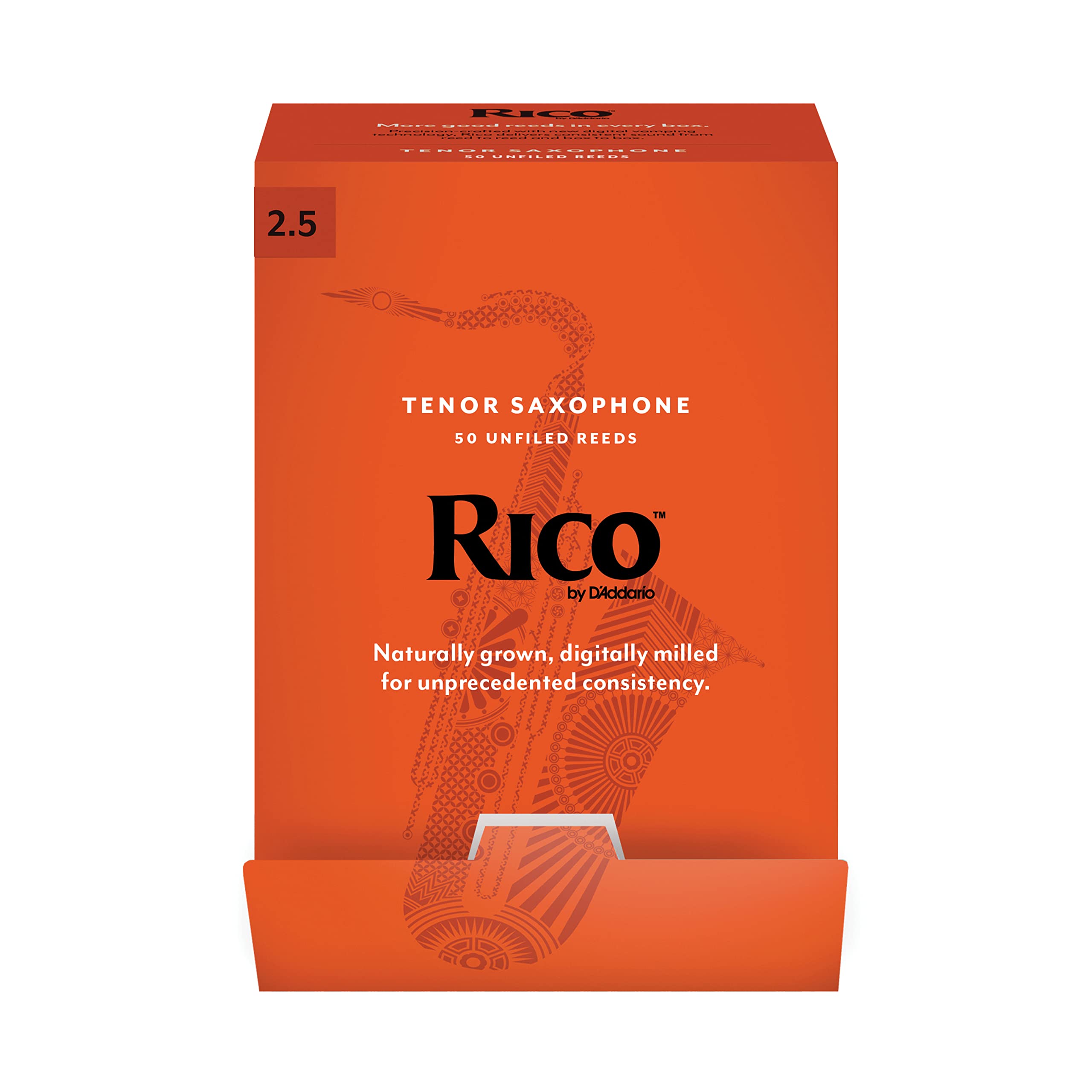 DAddario Rico Tenor Saxophone Reeds, Strength 2.5, Pack of 50