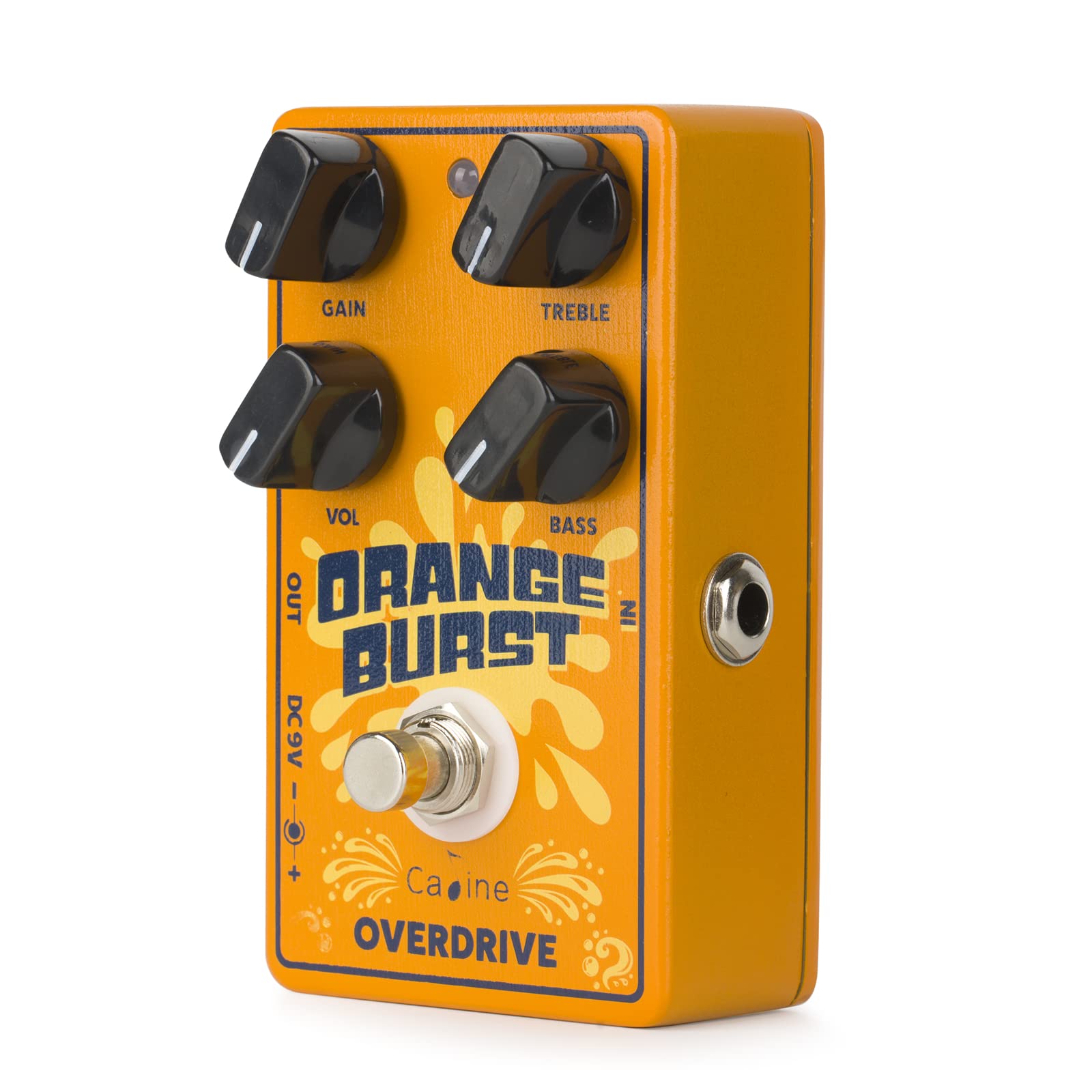 Caline CP-516 Orange Burst Overdrive Guitar Effect Pedal True Bypass Design White Knobs