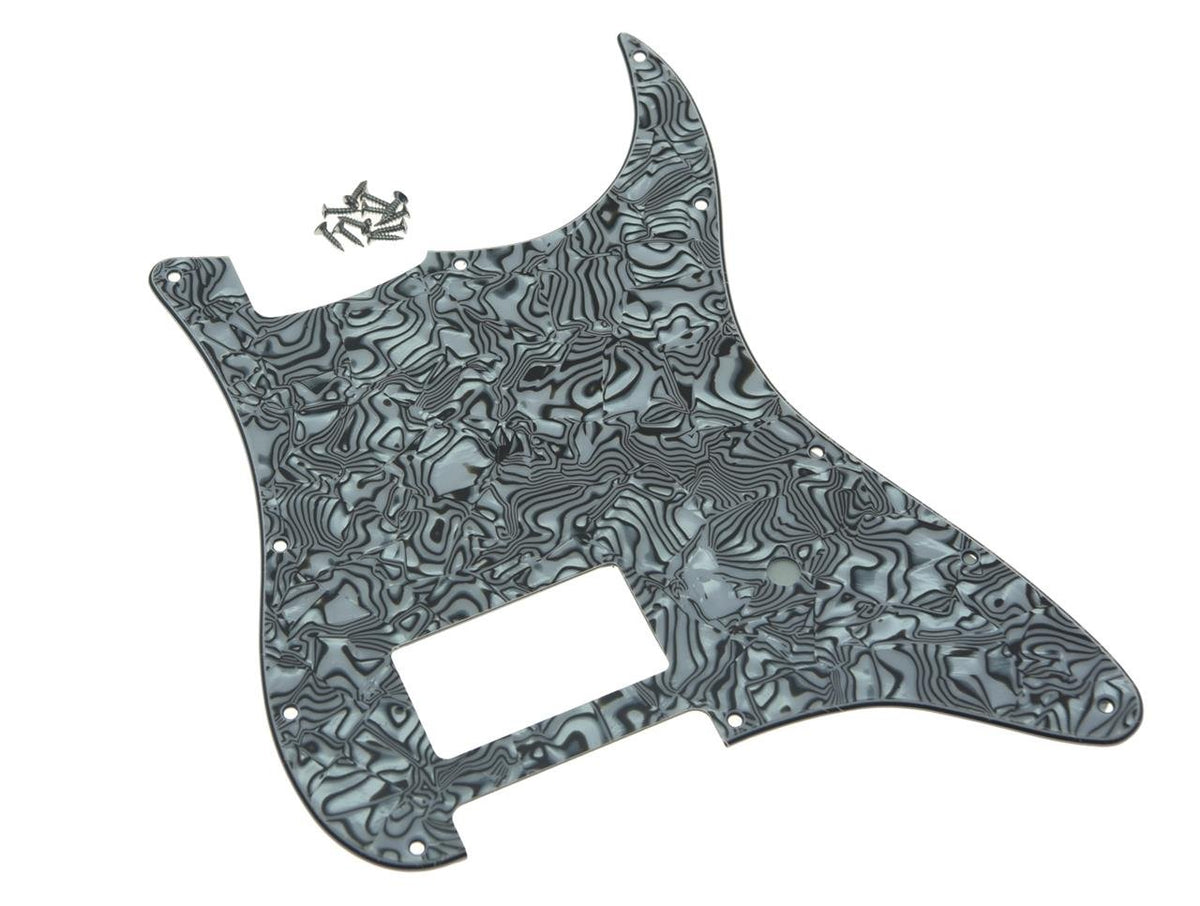 Kaish 11 Hole St/Strat Style One Humbucker Guitar Pickguard Scratch Plate For Delonge Stratocaster/Strat Black White Shell
