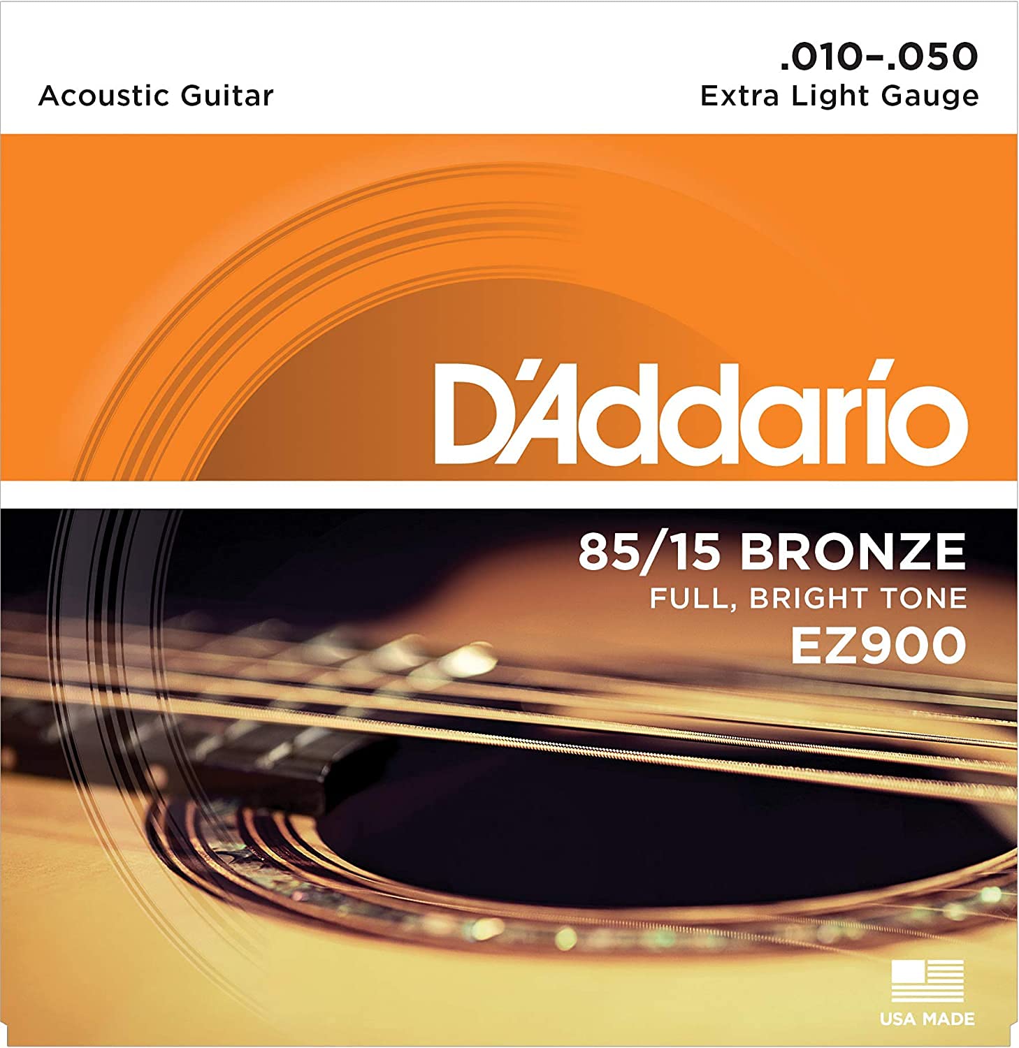 DAddario Bronze Acoustic Guitar Strings_{.010-.050_Extra Light Gauge}_Stainless Steel Material