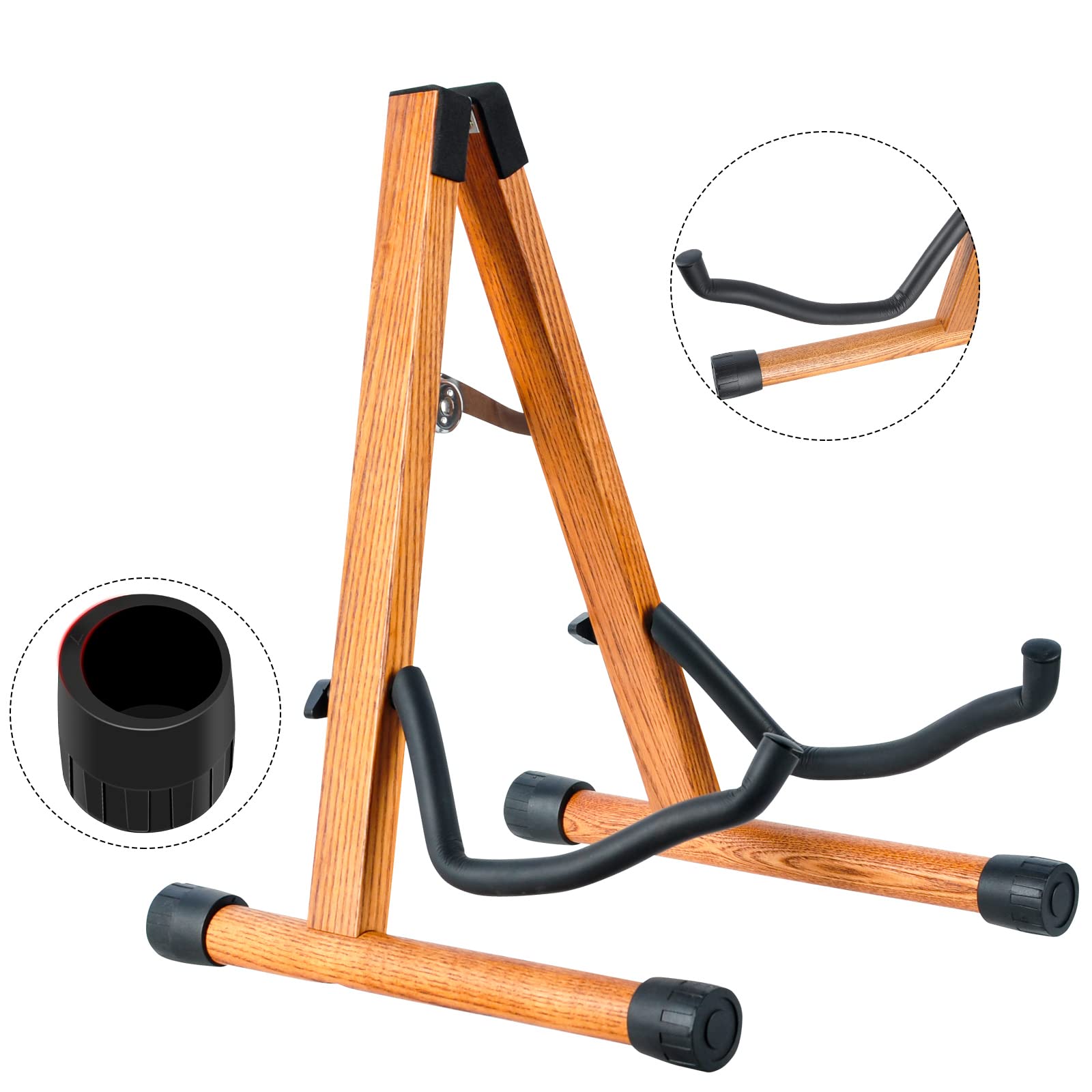 VANPHY Adjustable Beech Wood Guitar Stand Folding Electric Acoustic Guitar Stand Floor Bass Stand Wooden with Padded Classical b