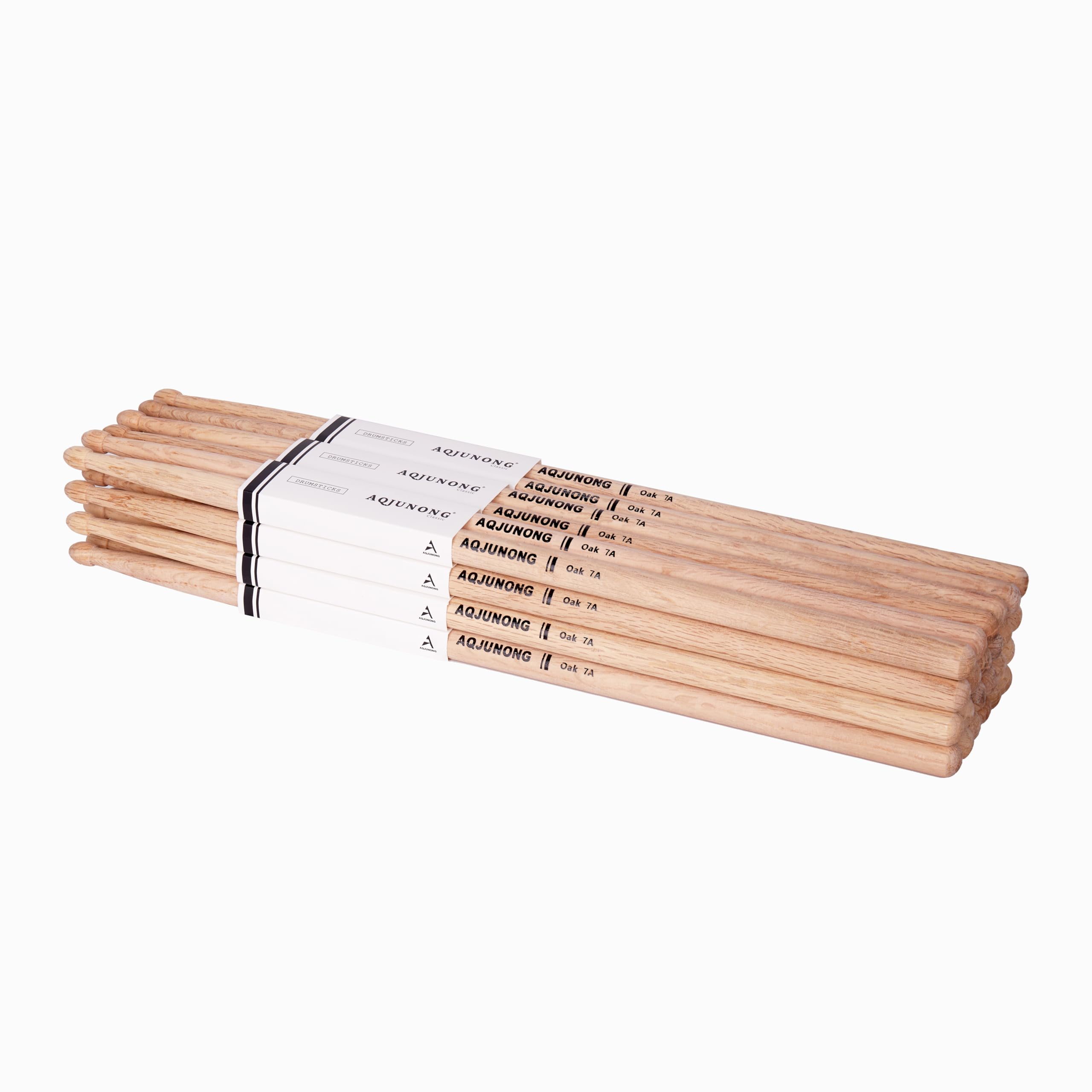 AQJUNONG Drum Sticks,7A Drumsticks, 12 Pairs Classic Oak Wood Tip Drum Sticks for Kids and Adults, Professional Musical Instrume