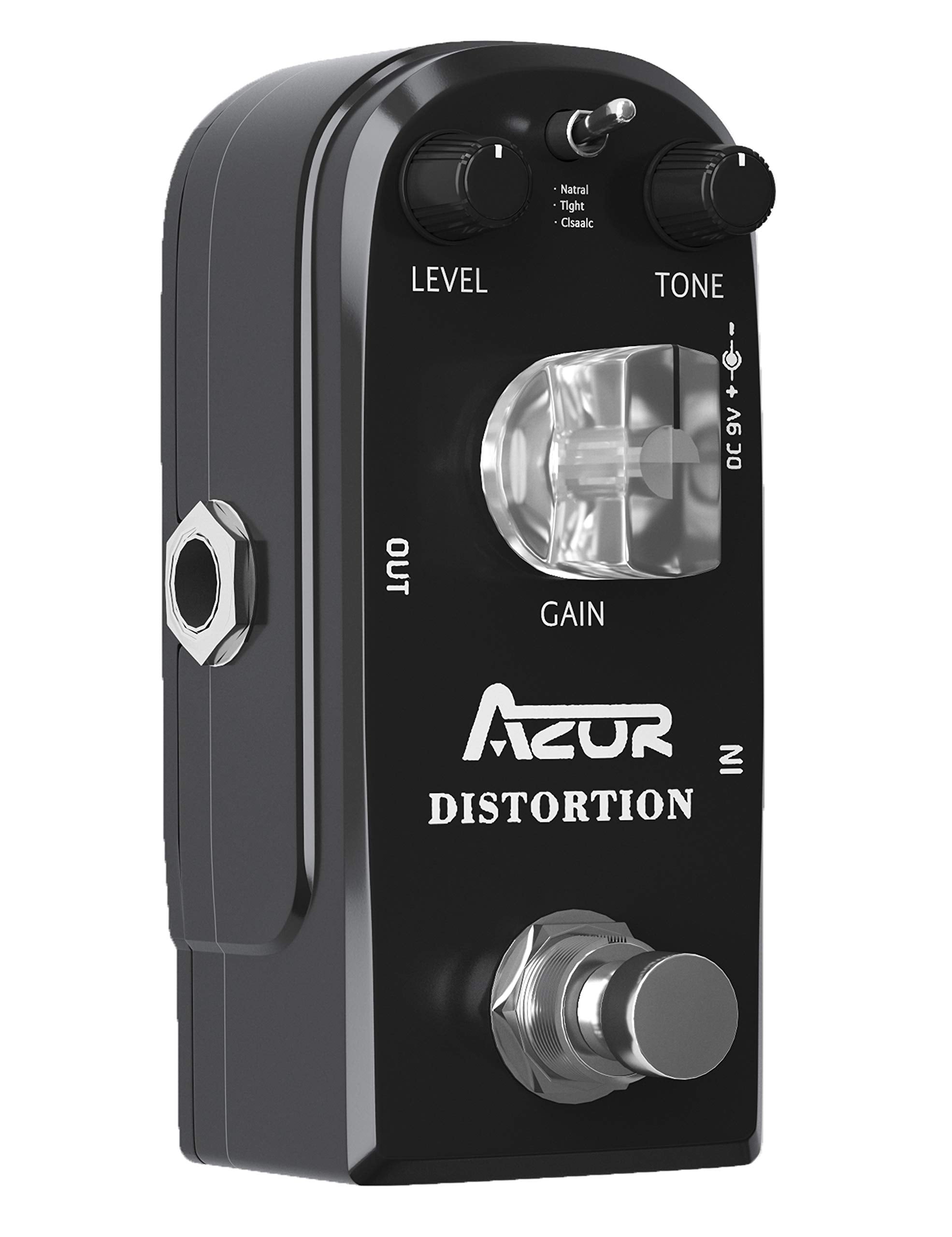 AZOR Distortion Guitar Effect Pedal 3 Modes Natural, Tight, Classic for Electric Guitar True Bypass AP-302