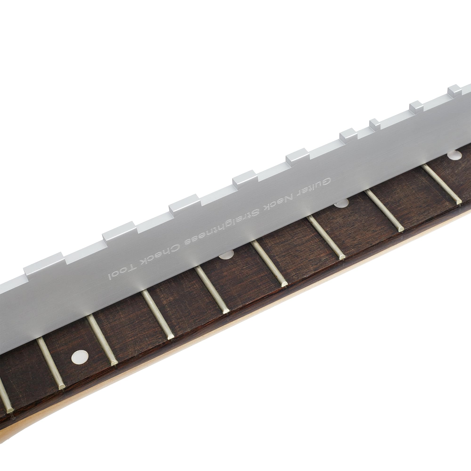 Frautron Guitar Neck Notched Straight Edge, 4mm Thick Aluminum Guitar Neck Maintenance Setup Tool, Pro Luthiers Repair Tool for