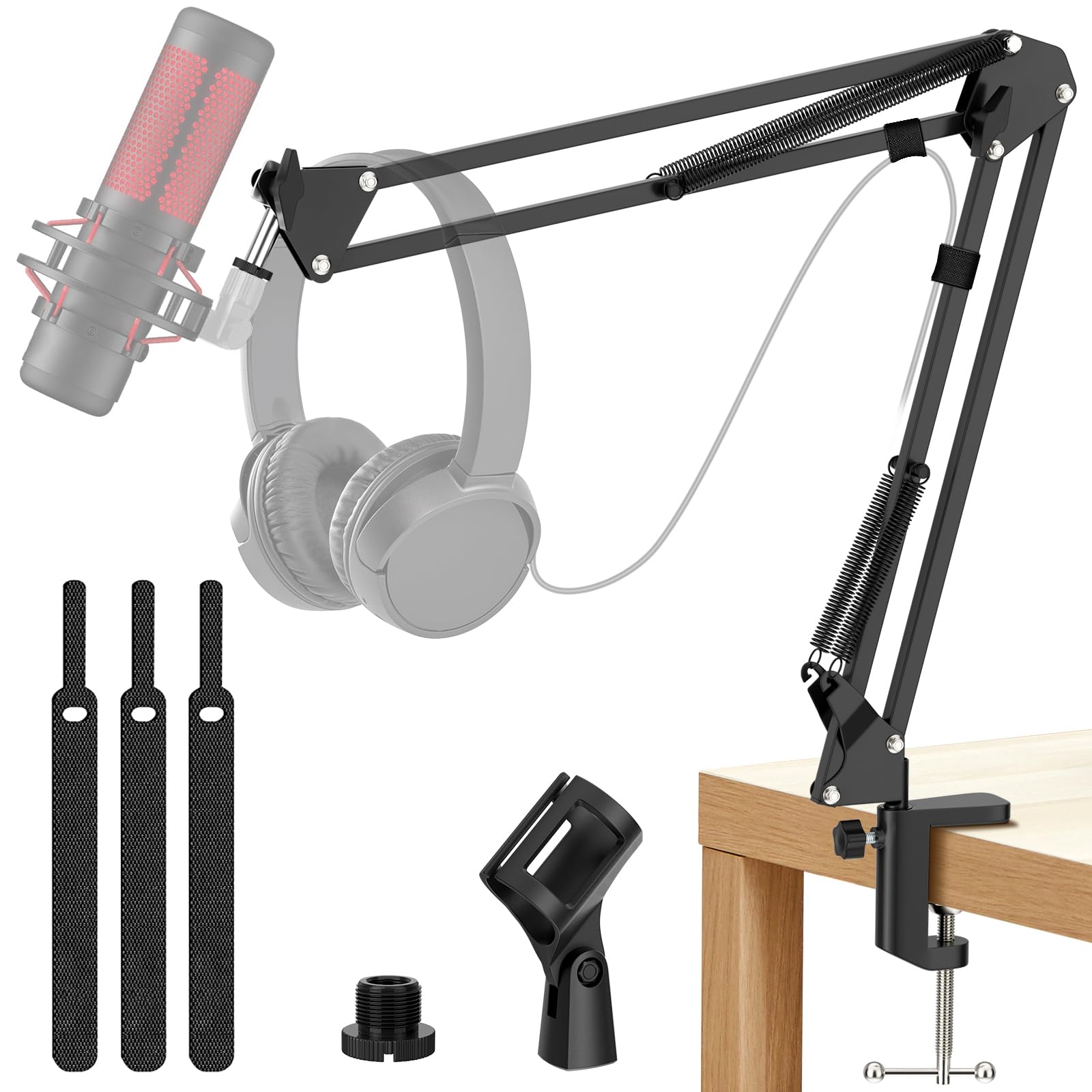 K Kasonic Microphone Stand, Adjustable Microphone Desk Stand For Hyperx Mic Boom Arm Stand For Broadcasting Recording, Voice-Ove