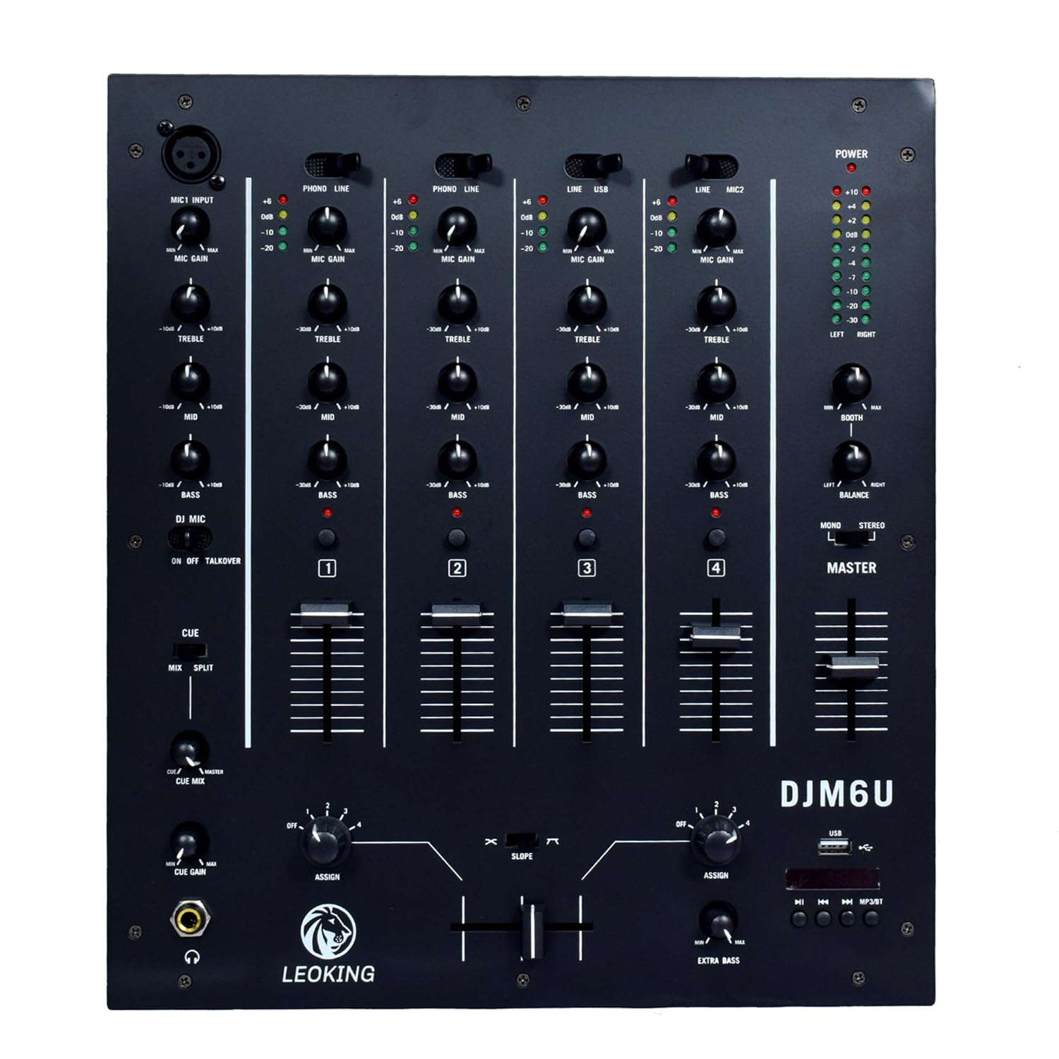 kh 4 Channel DJ Mixer Extra Bass 4 Channel DJ Controller with Bluetooth, 3-Band EQ, Professional Sound Digital Mixing System, Sl