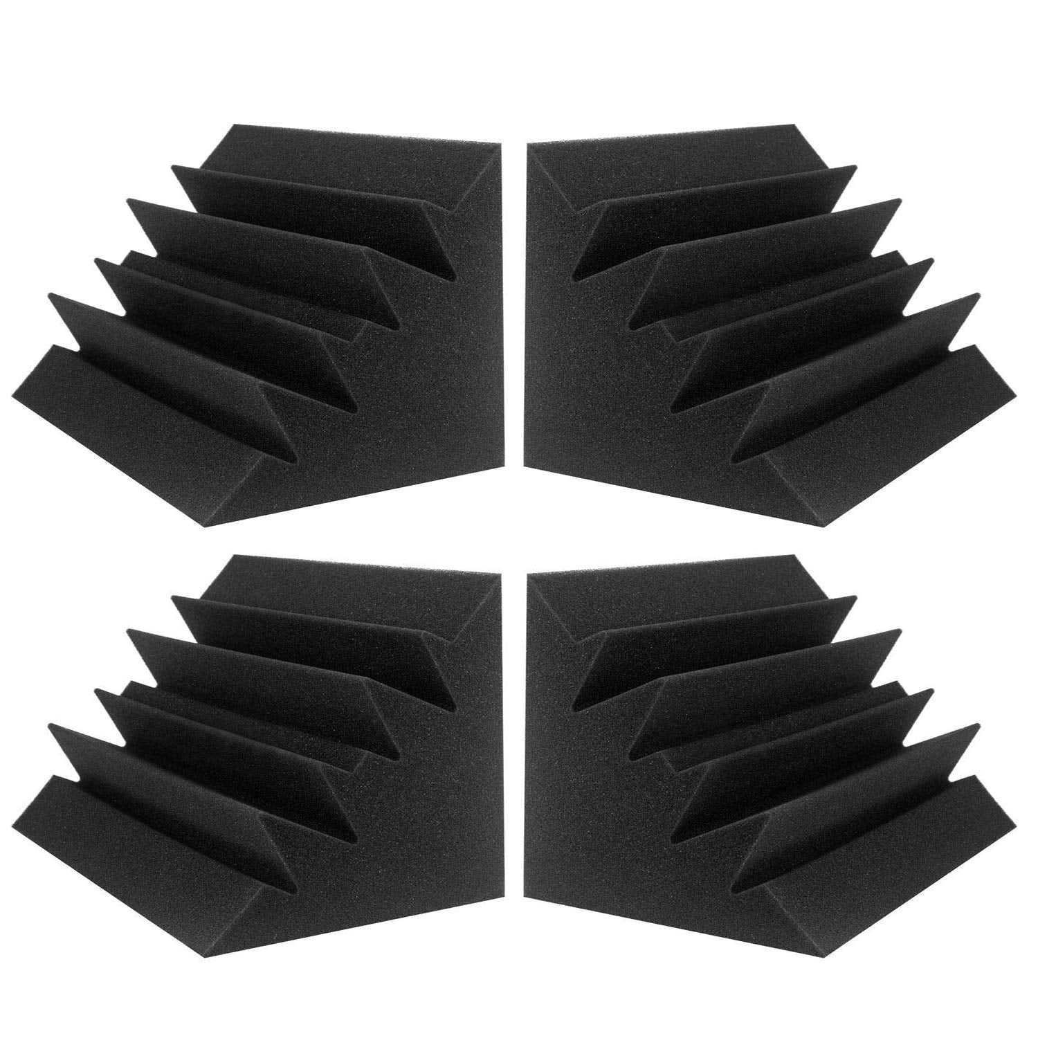 Jber 4 Pack Acoustic Foam Bass Trap Studio Foam 12'' X 7'' X 7'' Soundproof Padding Wall Panels Corner Block Finish For Studios