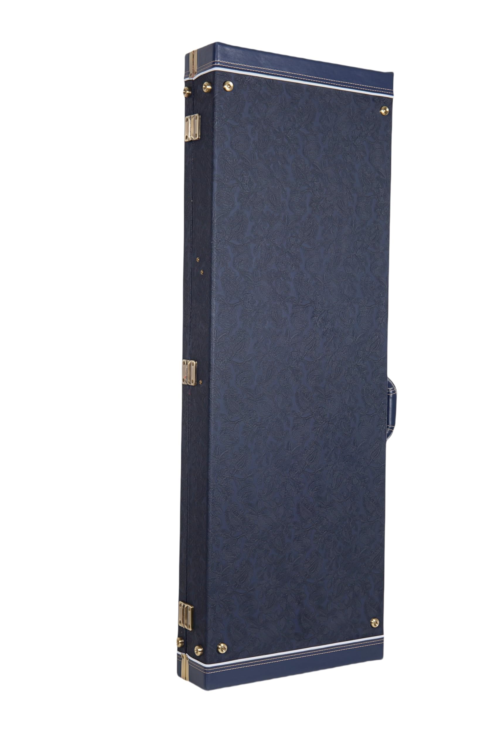 Crossrock Relief Series Jazzmaster/Jaguar Guitar Case for Offset Electric Guitars | Carved Ocean Blue Finish, Deep Scarlett Velv