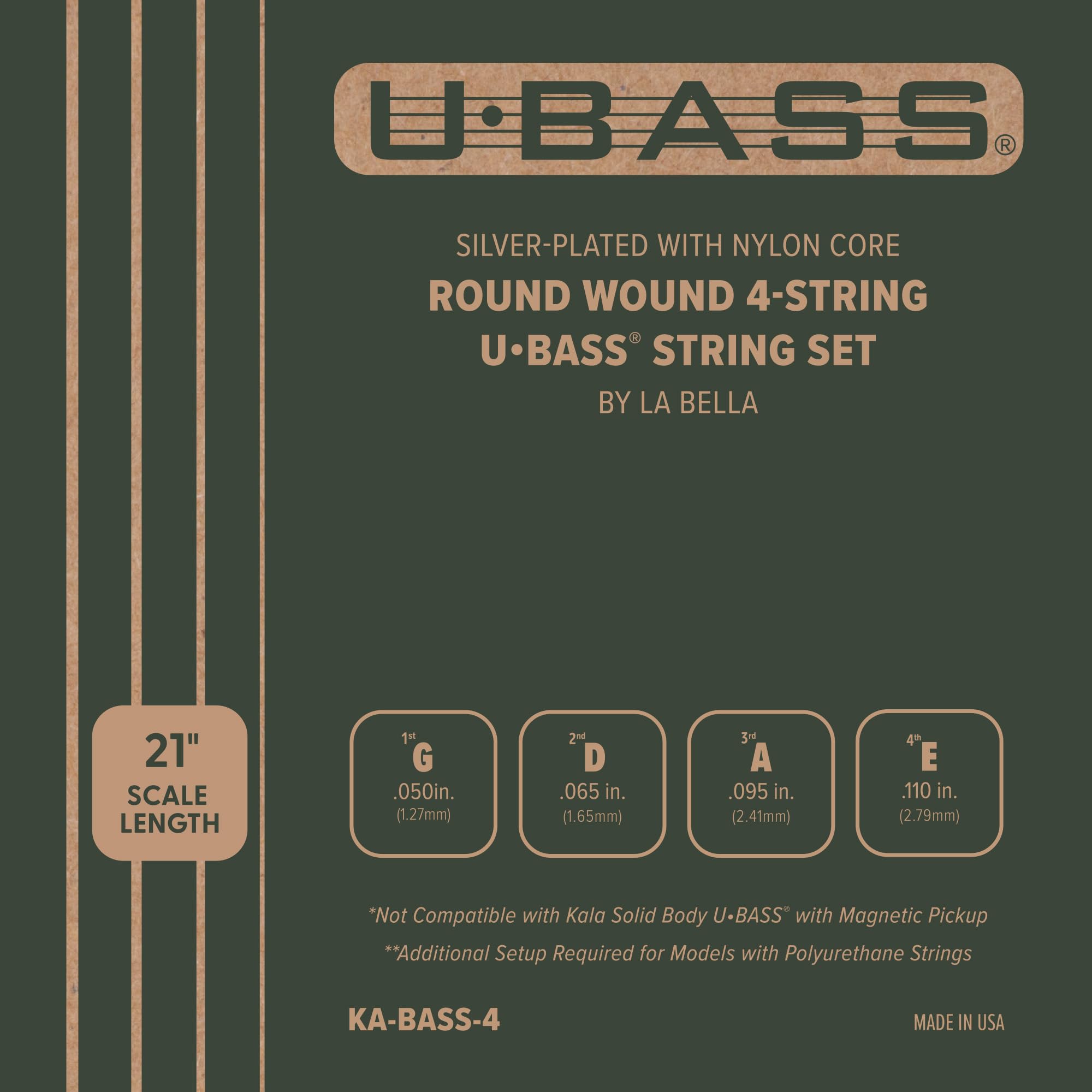Kala Metal Round Wound U•BASS® Strings-New Condition