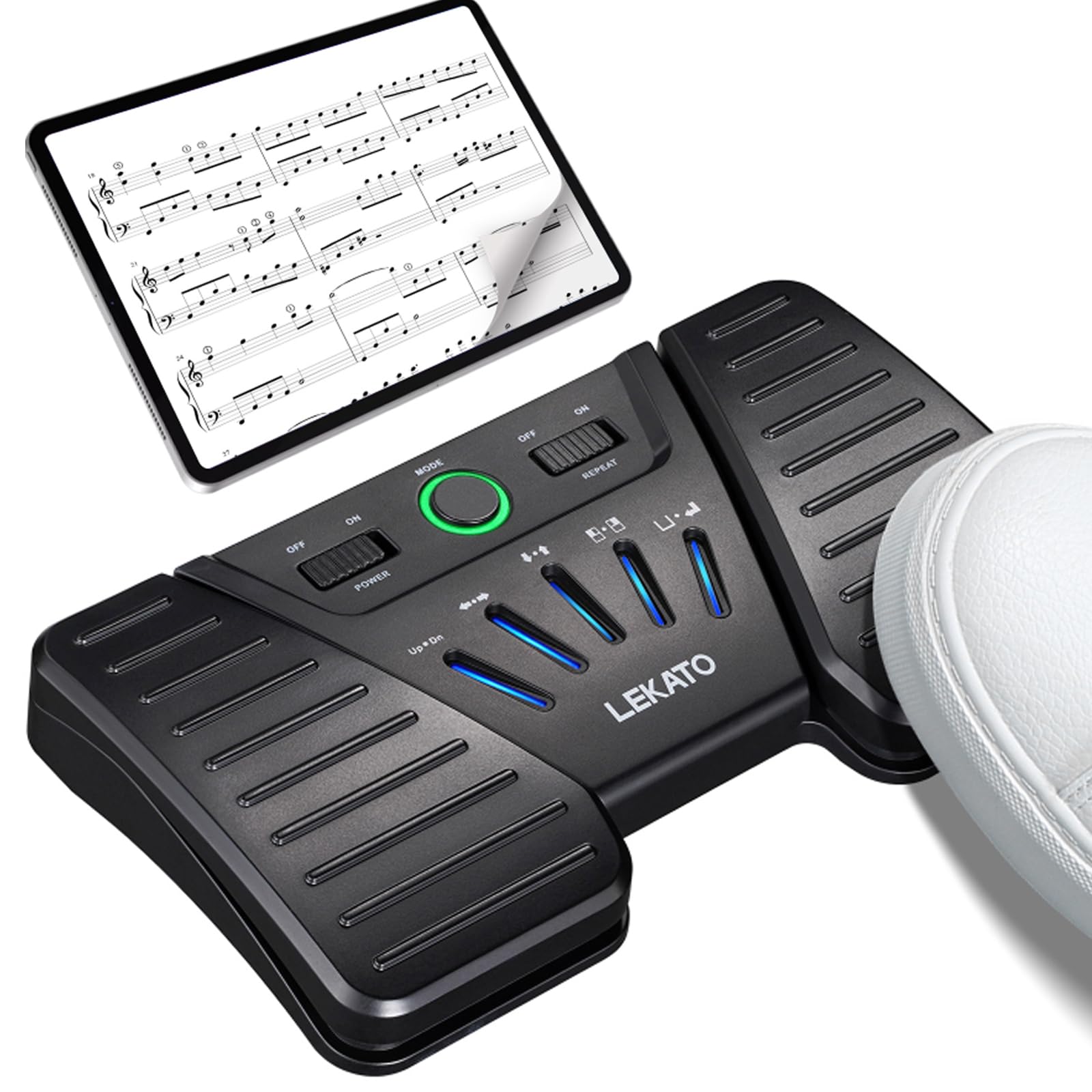 LEKATO Wireless Page Turner Pedal Bluetooth Music Page Turner Foot Pedal Rechargeable Page Turner Pedal Silent Page Turner Pedal