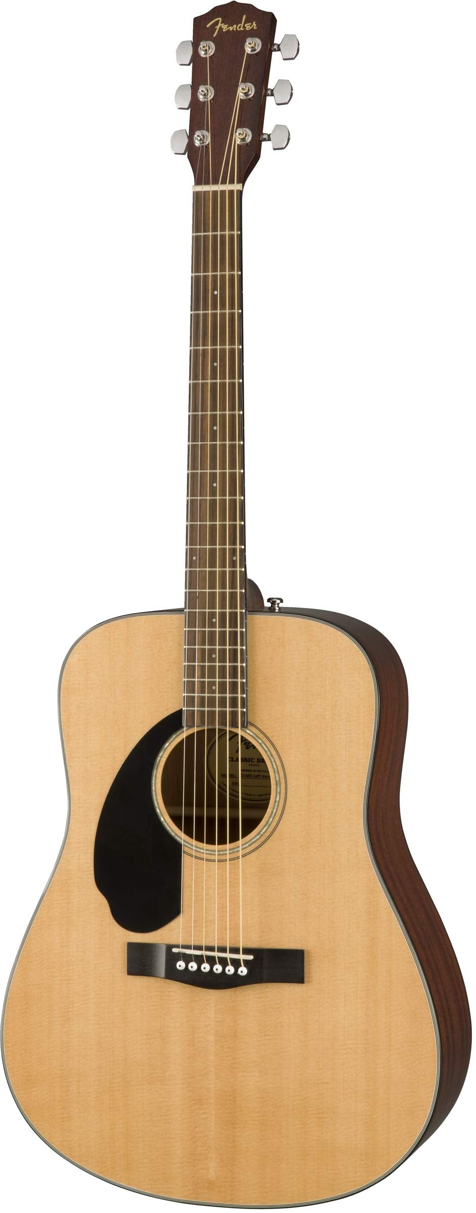 Fender CD-60S Solid Top Dreadnought Acoustic Guitar, Left Handed - Natural Bundle with Hard Case, Tuner, Strap, Strings, Picks,