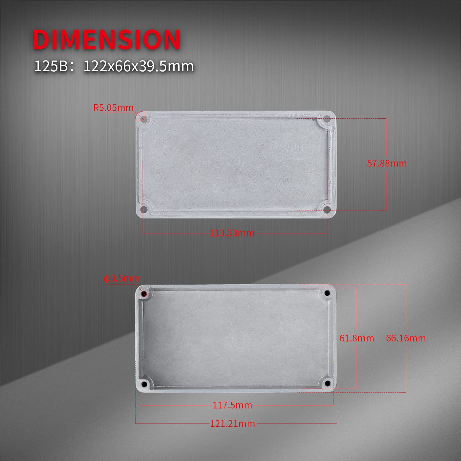 DaierTek 125B 1590N1 Aluminum Guitar Pedal Enclosure 122x66x39.5 MM Metal Stompbox Enclosure Guitar Effect Unfinished Toggle Swi