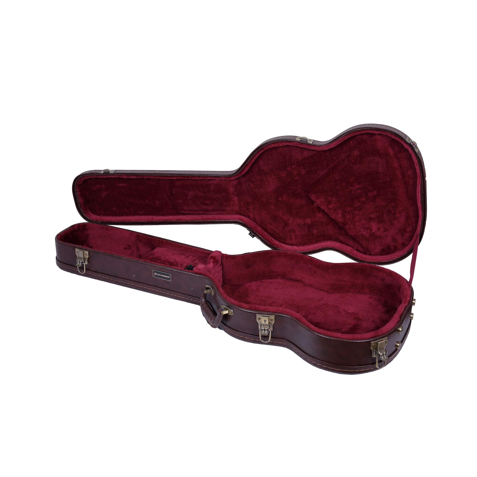 Crossrock Hardshell Arch Top wood case fits SG Electric Guitars-Brown(CRW600SGBR)
