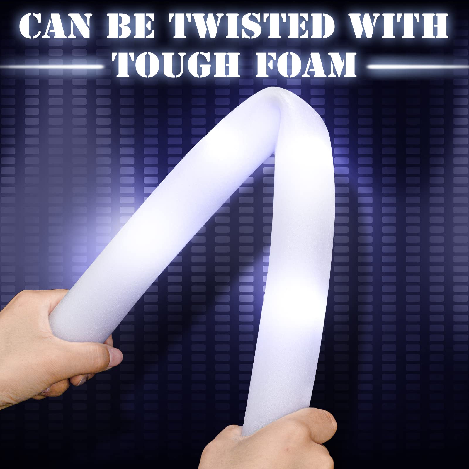Yinder Led Foam Glow Sticks, 18.9 Inches White Light up Batons with 3 Modes Flashing Light up Stick White Glow Sticks for Weddin