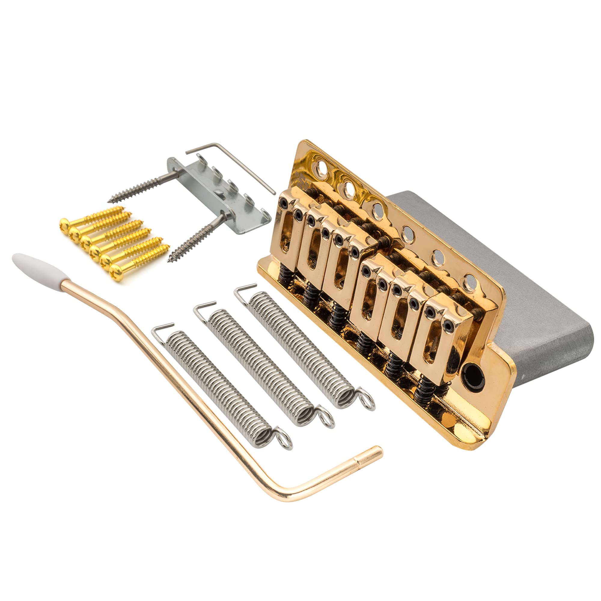 Wilkinson Wov04 54Mm (2-1/8 Inch) Tremolo Bridge 6-Screw For Squier/Mexico Fender/Mij Strat Electric Guitar, Gold
