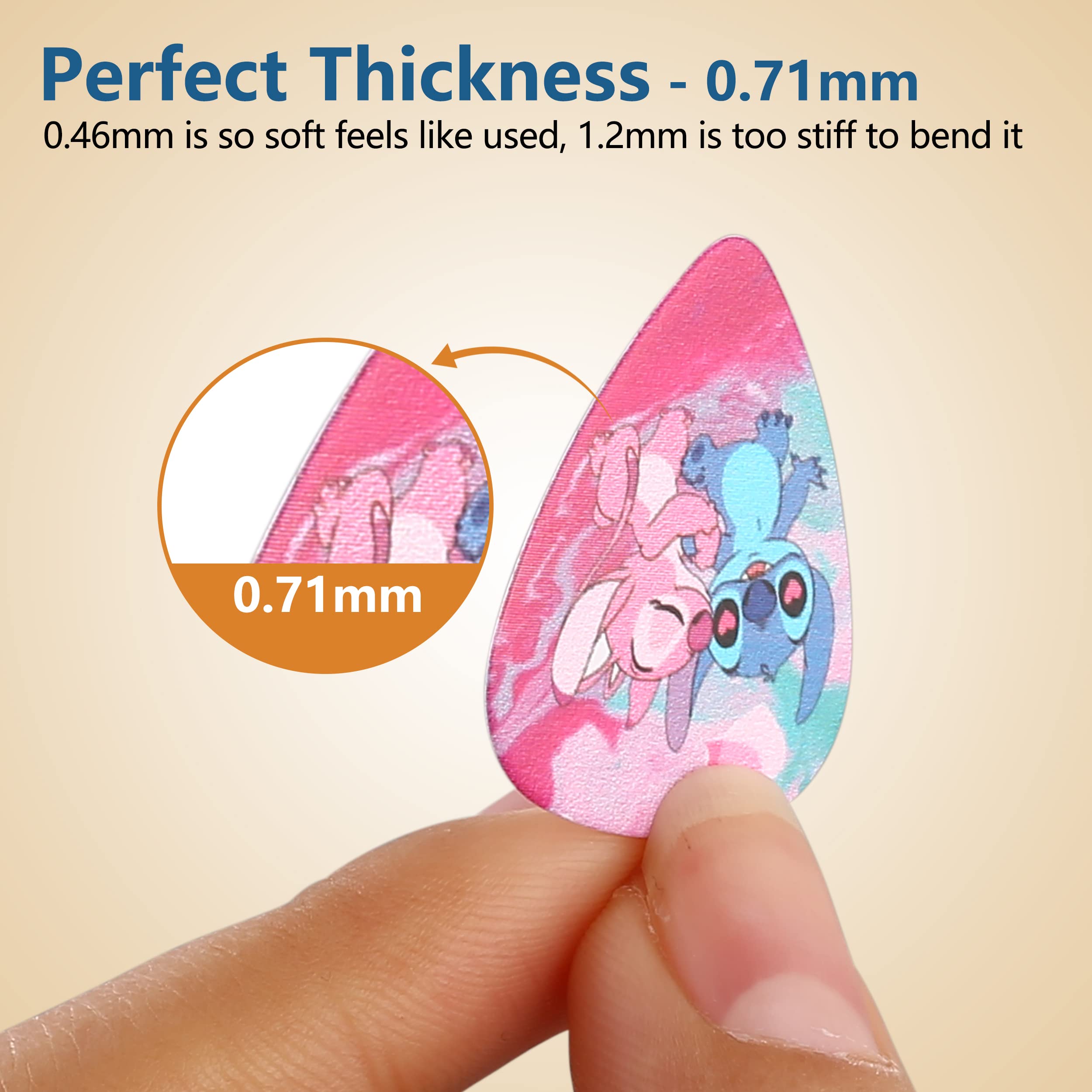 Guitar Picks for Acoustic Electric Bass Medium Thick Finger Thumb Pick Classic Cartoon Cute Bulk Variety Pack Pics with Tin for