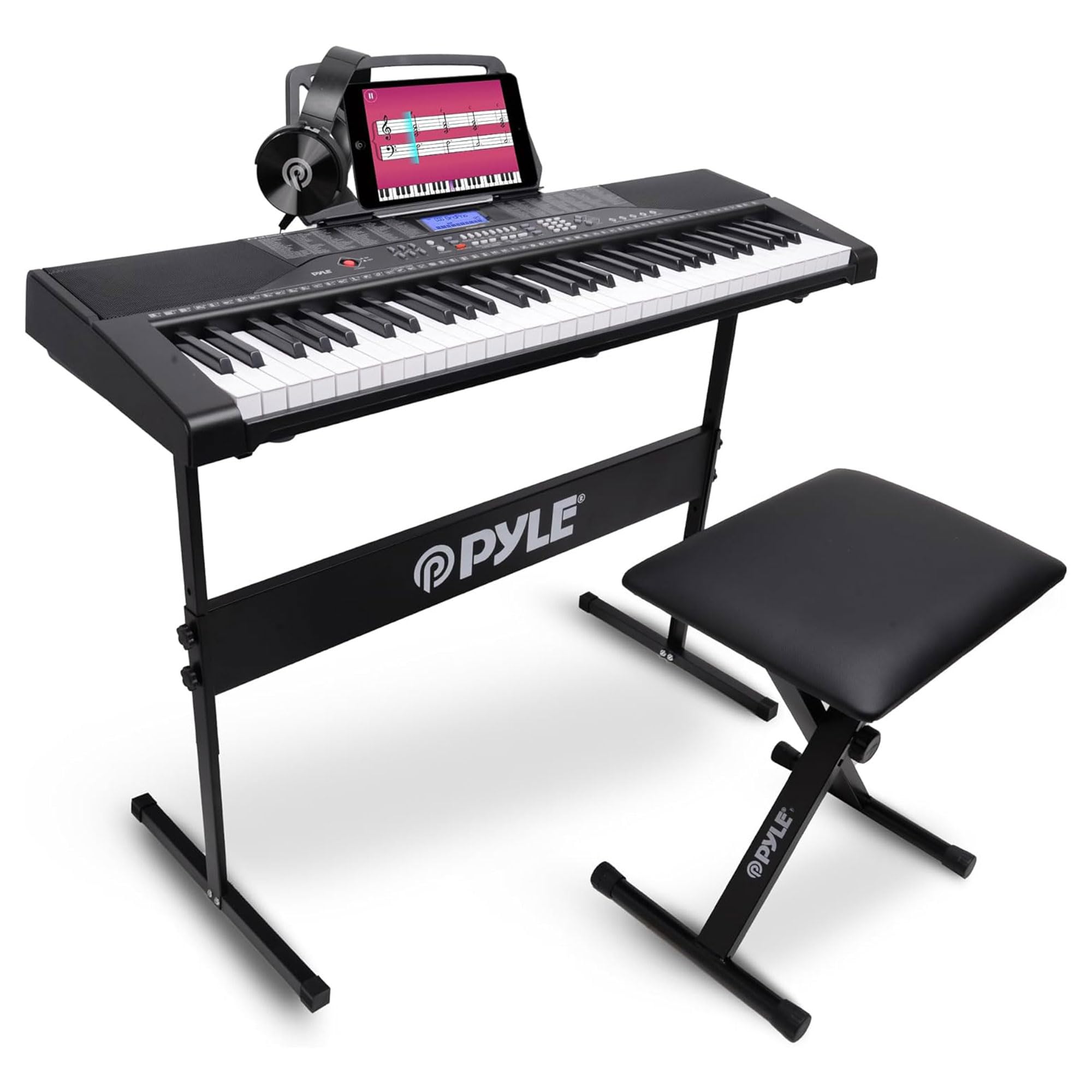 PYLE Electric Piano, Electric Keyboard Piano, Music Keyboard, 61 Keys, Bluetooth, LCD Display, Portable Design, Karaoke Function