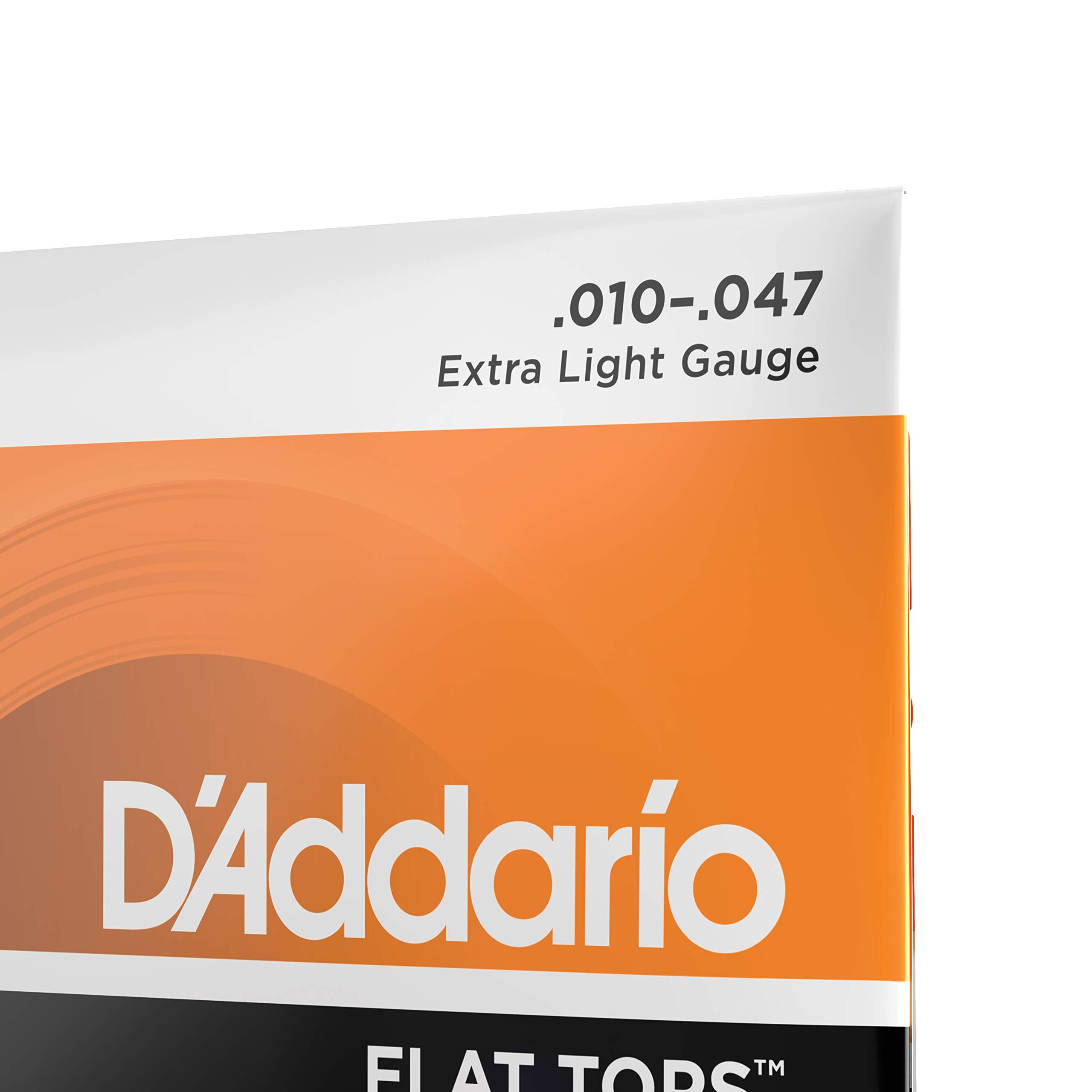 D'Addario Guitar Strings - Acoustic Guitar Strings - Flat Tops Phosphor Bronze - For 6 String Guitar - Warm, Semi-Bright Tone -