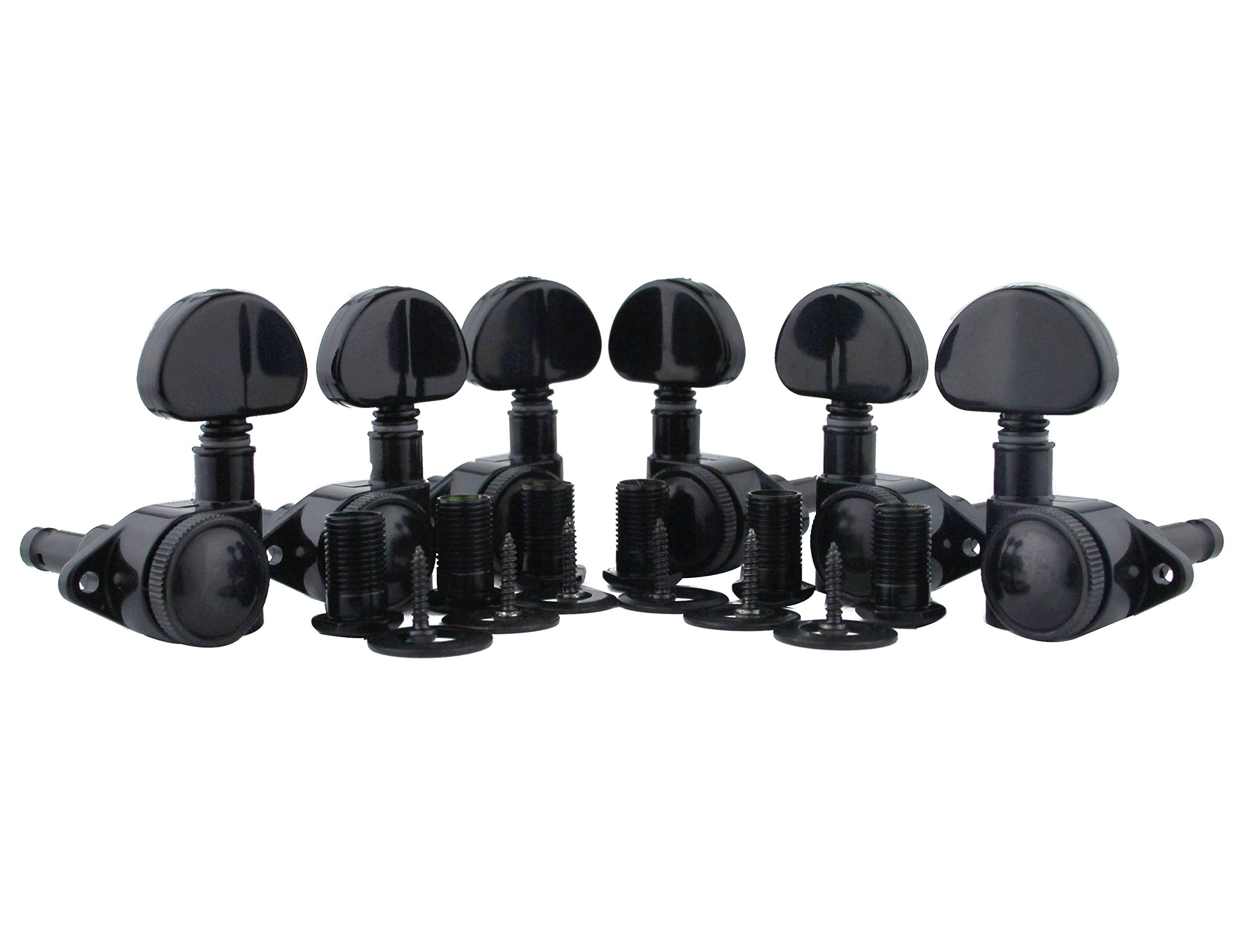 Guyker Guitar Locking Tuners (3L + 3R) - 1:21 High End Roto-Grip Rotomatic Lock String Tuning Key Pegs Machine Head With Big Han