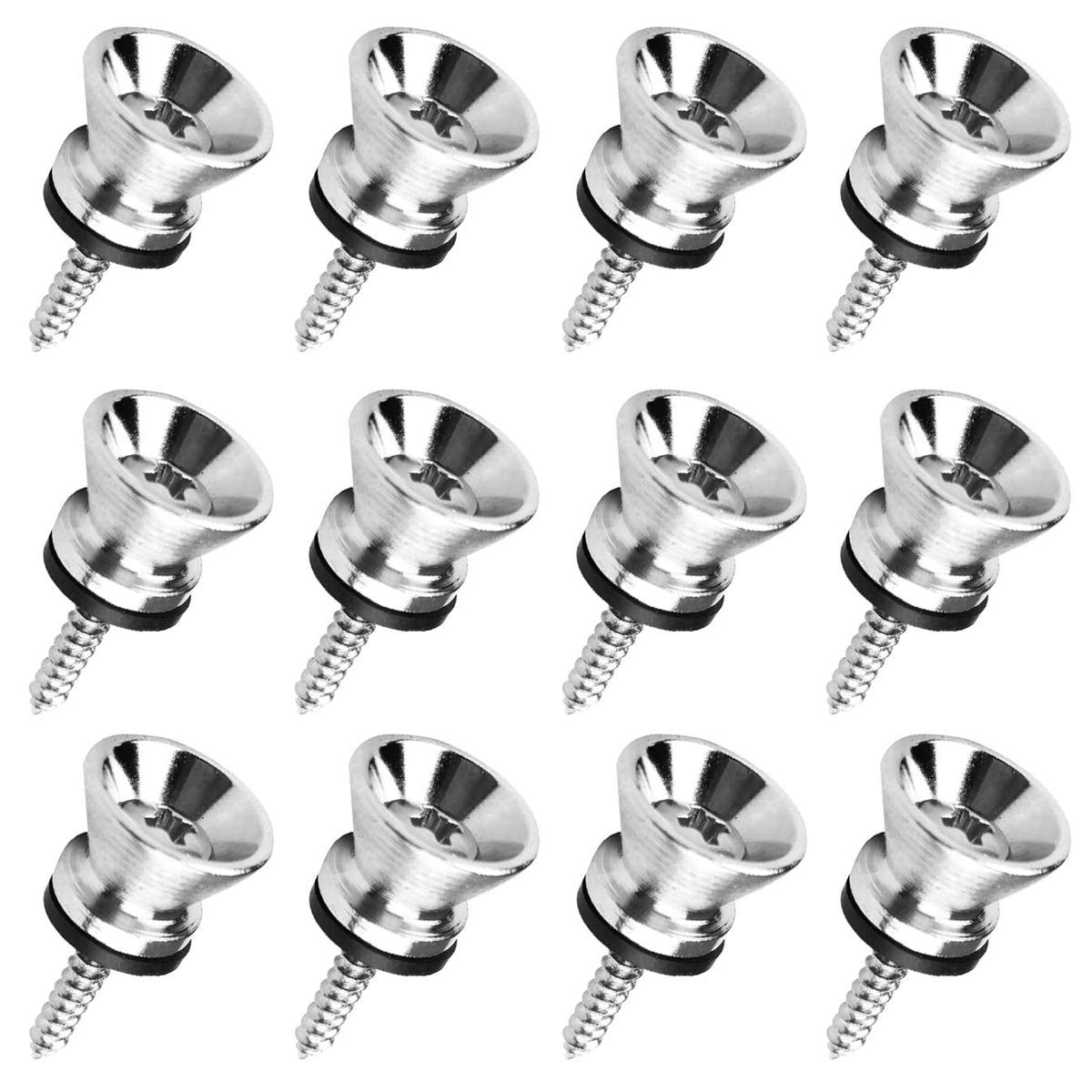 12Pcs Guitar Strap Locks Metal Strap Buttons Metal End Pins Flat Head For Acoustic Classical Electric Guitar Bass Ukulele(Pack O