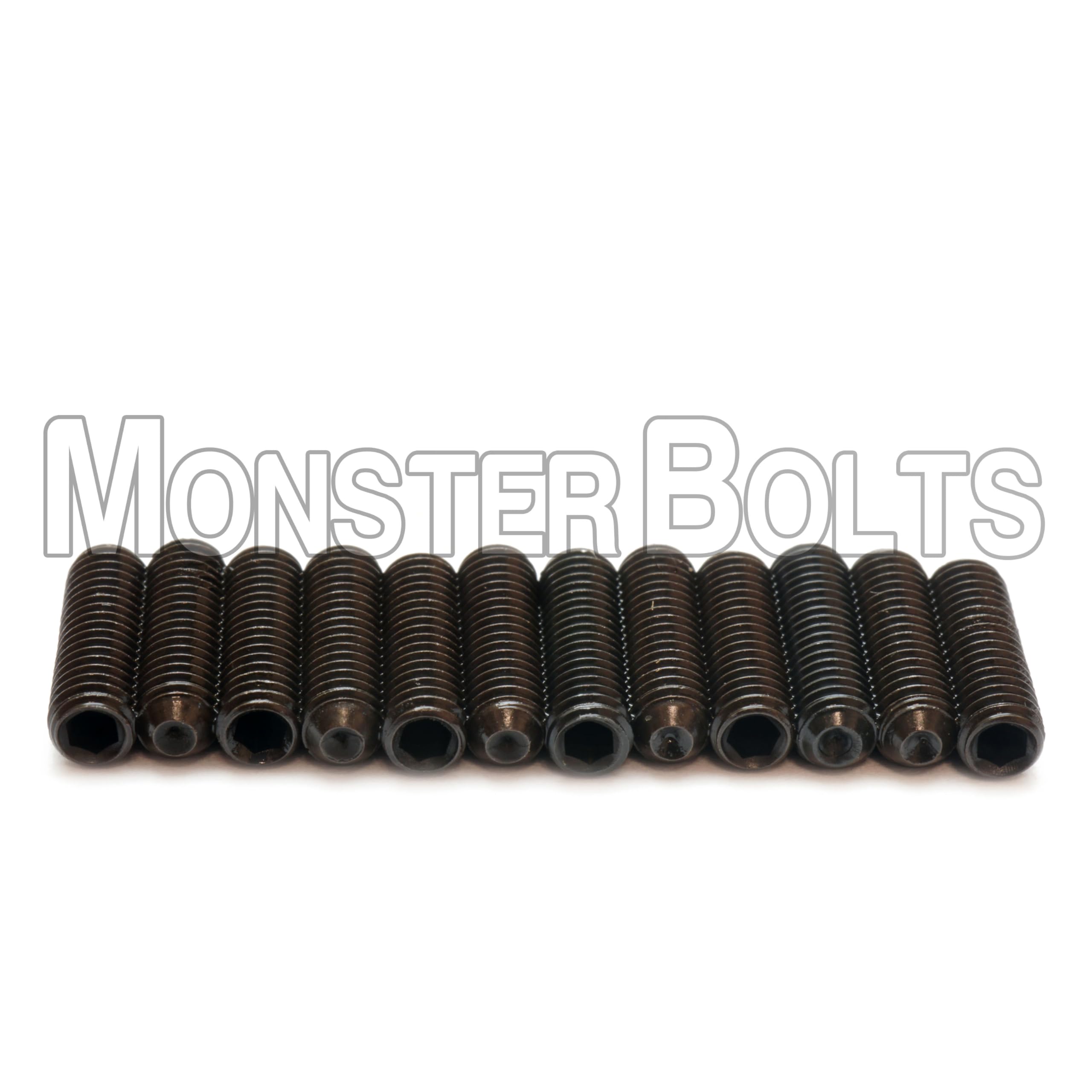 MonsterBolts - M3 x 10mm Guitar Saddle Bridge Height Adjustment Screws for Metric (MIM), Black, 12 Pack