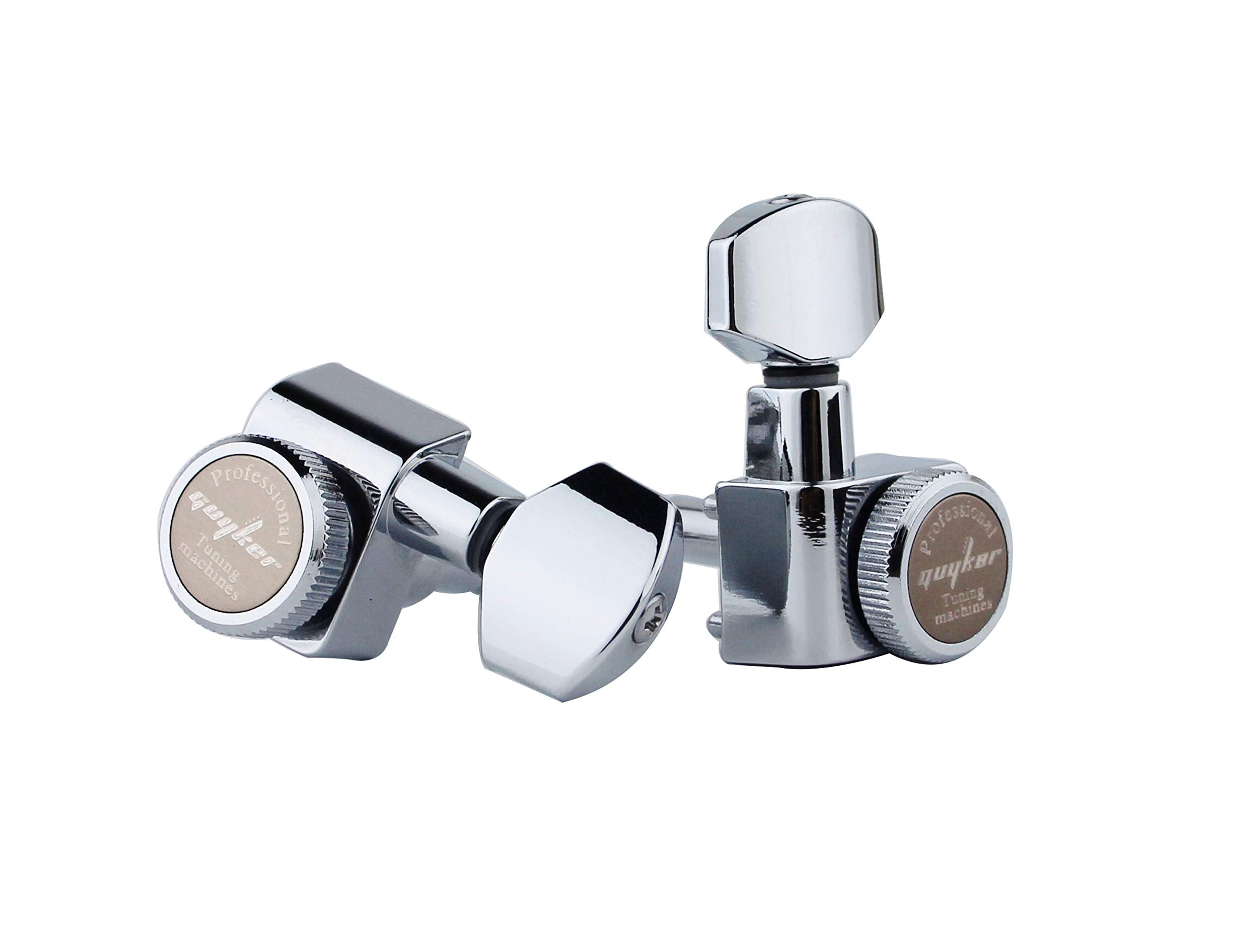 Guyker 6 In-line Guitar Locking Tuners - 1:18 Locking Tuning Key Pegs Tuners - Chrome