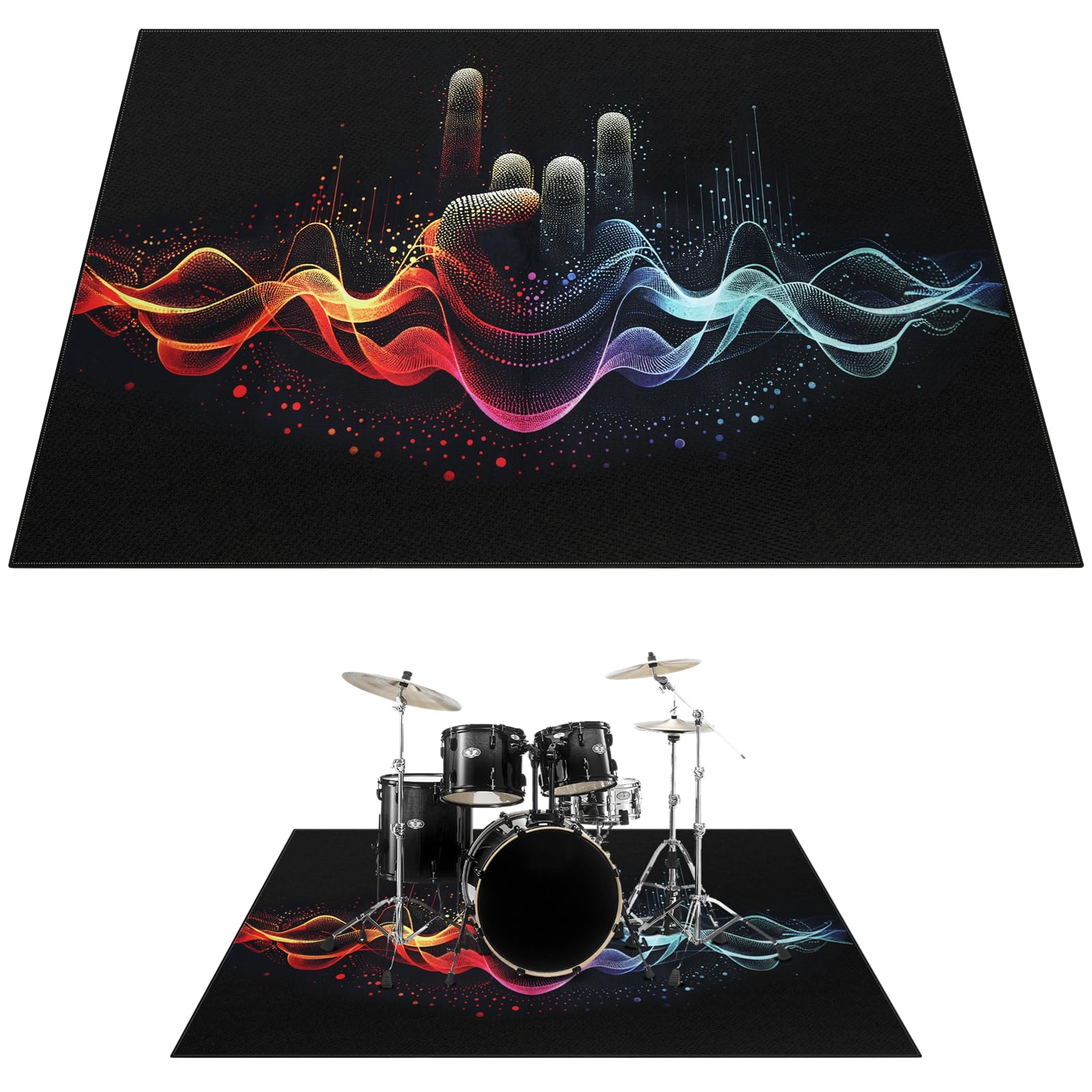 Drum Rug, 6 x 5 Ft Drum Mat with Non-Slip Grip Bottom, Drum Carpet for Noise Reduction, Soundproof Musical Instrument Rug, Profe