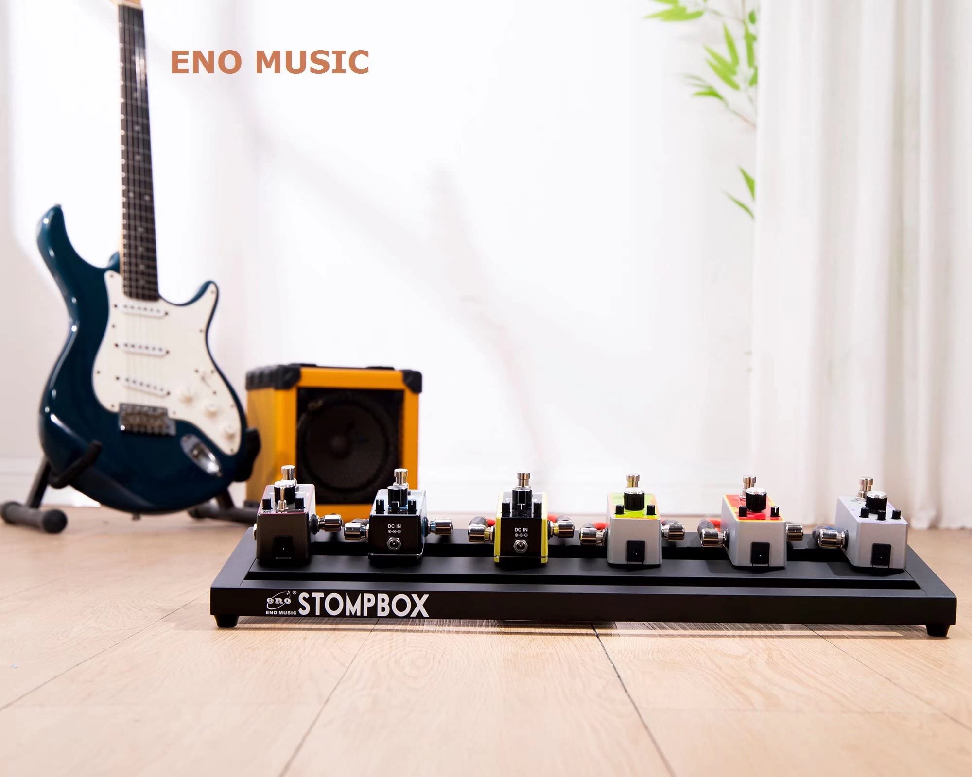 ENO MUSIC Stompbox Portable Aluminum Alloy Guitar Effects Pedal Board and Case Kit with Soft Bag Set Including Pedal Mounting Ta