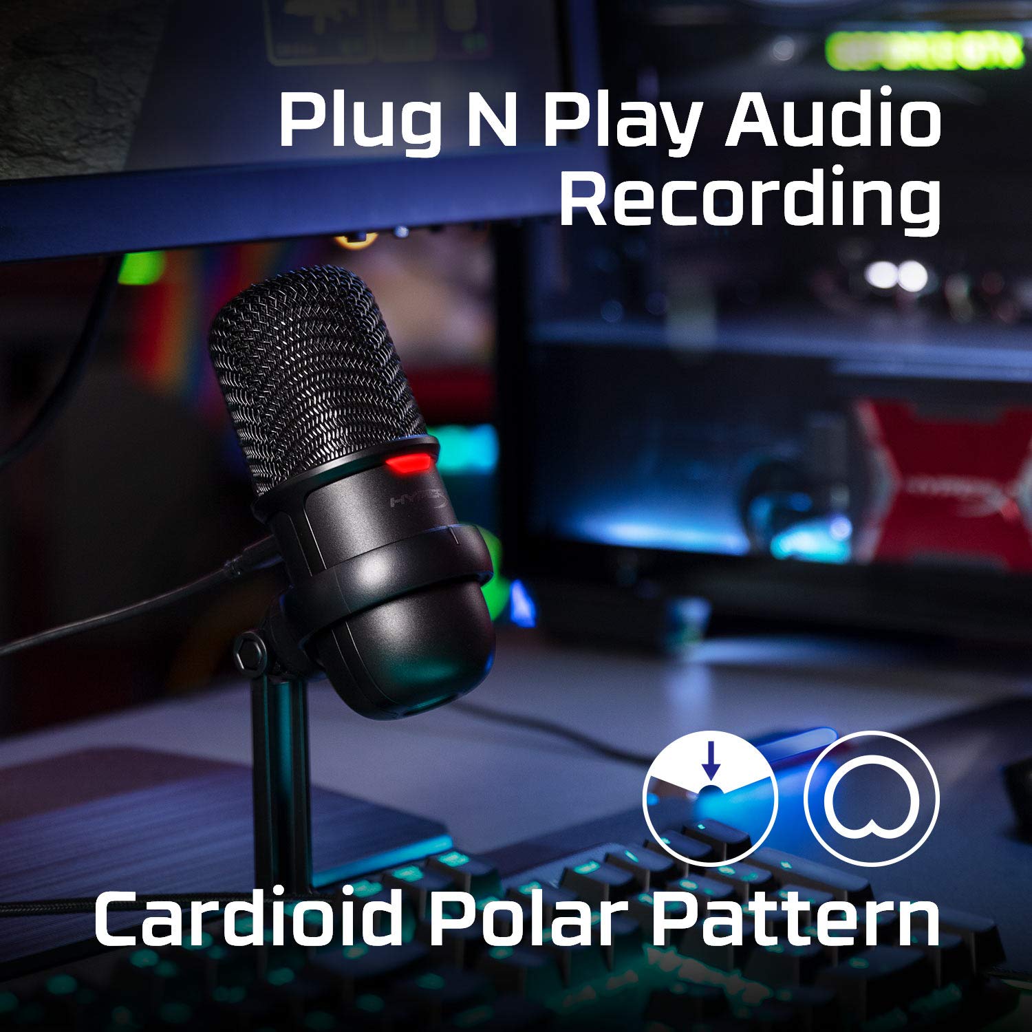 HyperX SoloCast - USB Condenser Gaming Microphone, for PC, PS4, PS5 and Mac, Tap-to-Mute Sensor, Cardioid Polar Pattern, great f