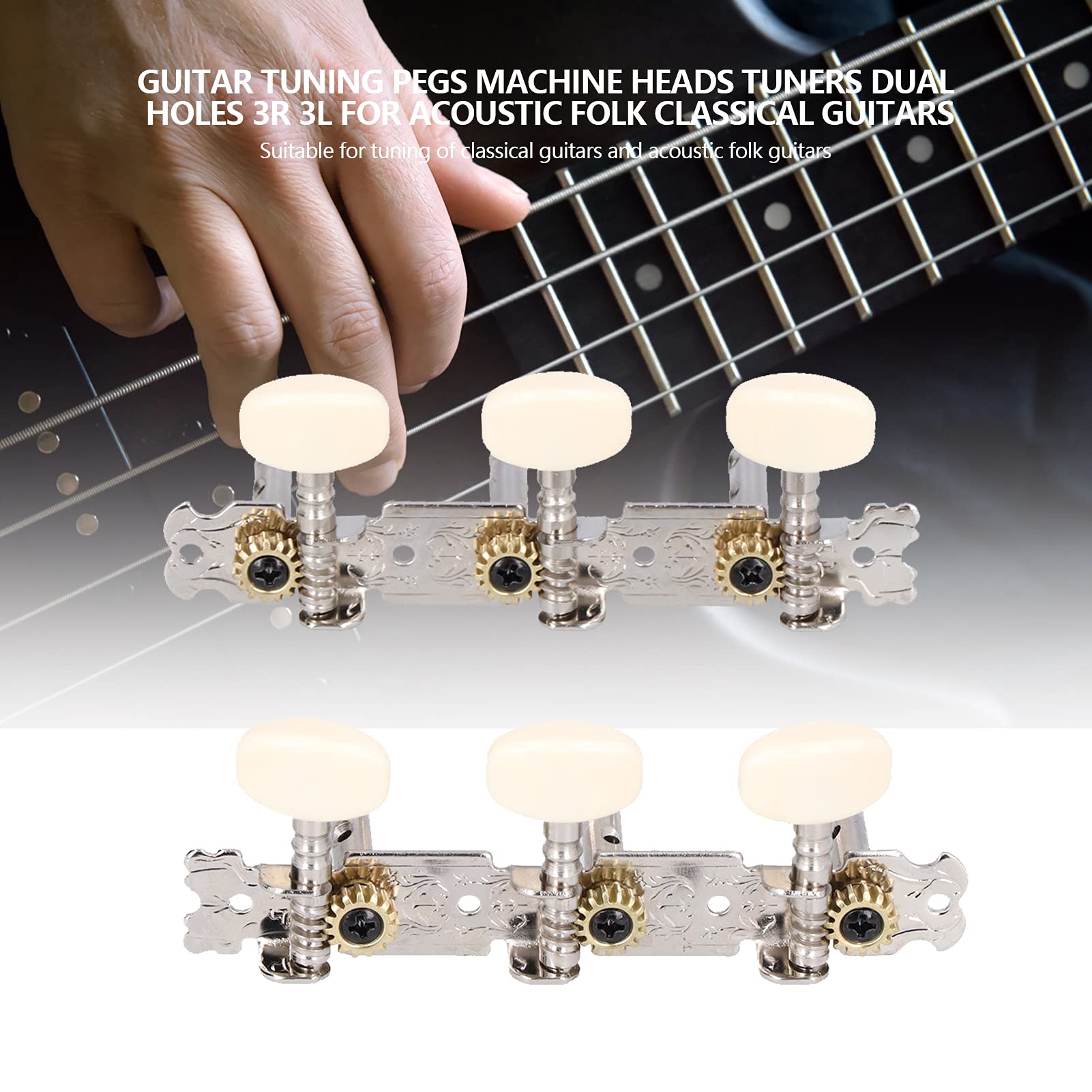 Guitar Tuning Peg, 3R 3L Guitar Tuner Pegs Dual Holes Machine Heads Tuners for Acoustic Folk Classical Guitars Replacement Tuner