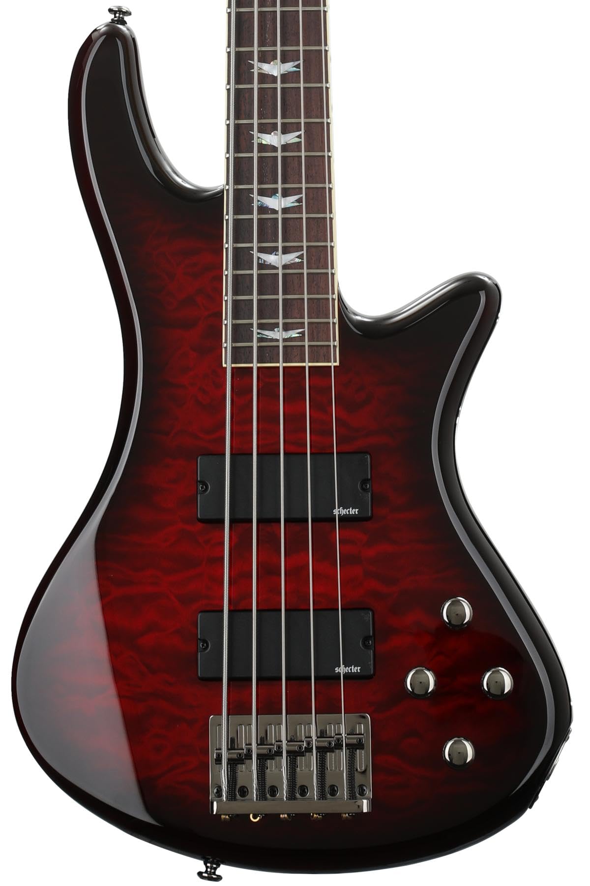 Schecter Stiletto Extreme-5 Bass Guitar, Black Cherry