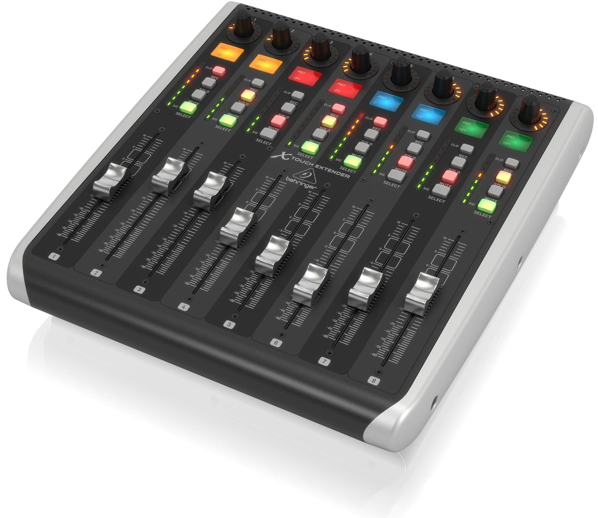 Behringer X-TOUCH EXTENDER X-TOUCH EXTENDER with 8 Touch-Sensitive Motor Faders, LCD Scribble Strips, USB Hub and Ethernet/USB I