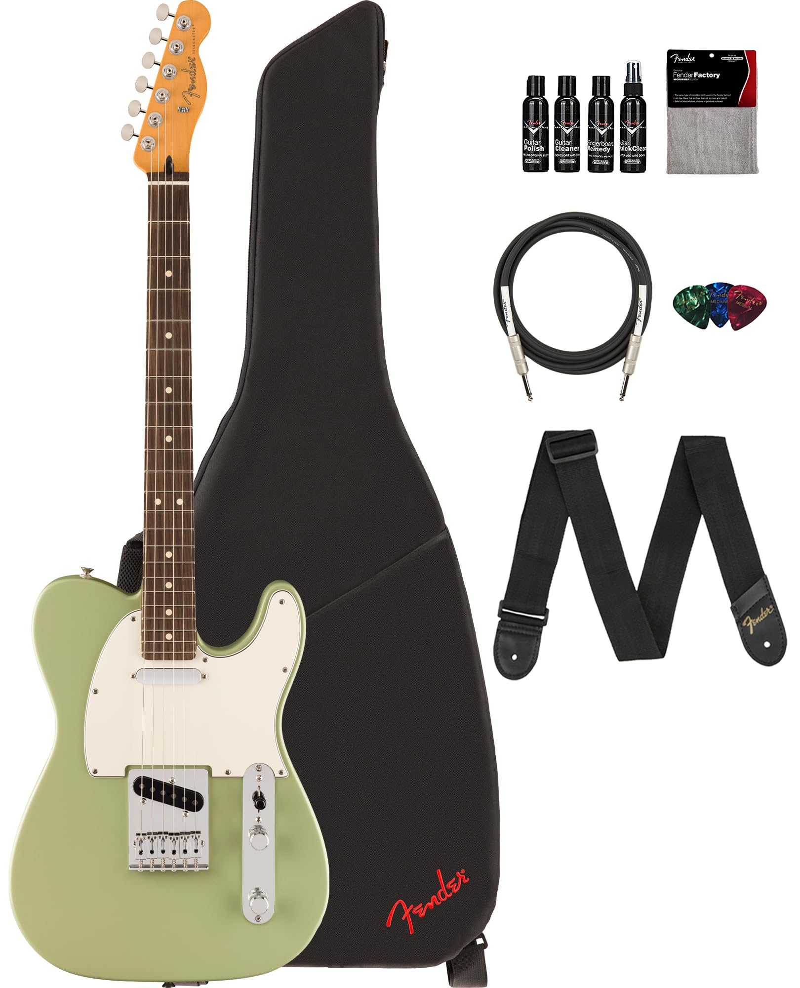 Fender Player II Telecaster - Birch Green Bundle with Gig Bag, Strap, Cable, 3-Pack Picks and Guitar Cleaning Kit