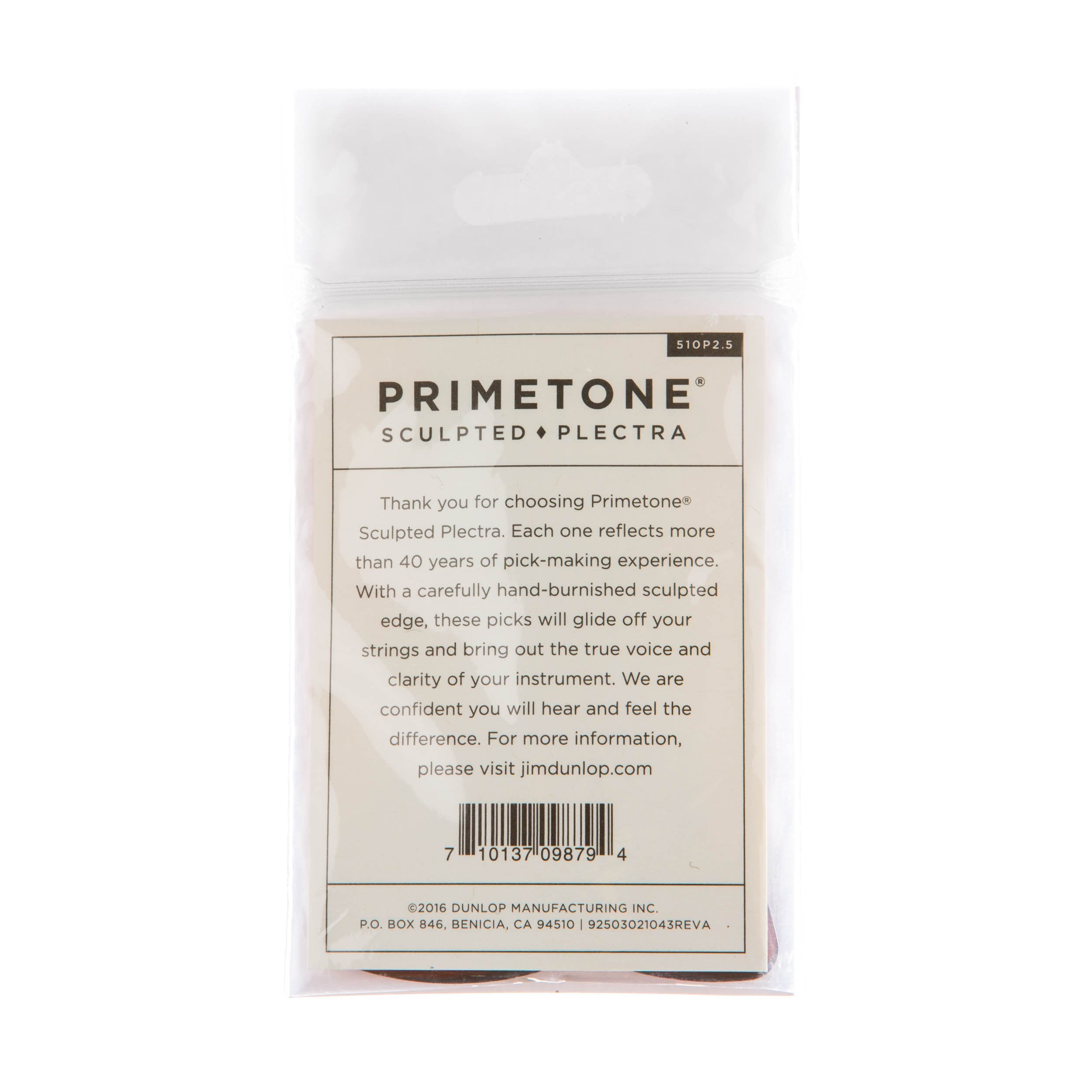 Jim Dunlop Primetone Standard 2.5mm Sculpted Plectra with Grip-3 Pack (510P2.5)