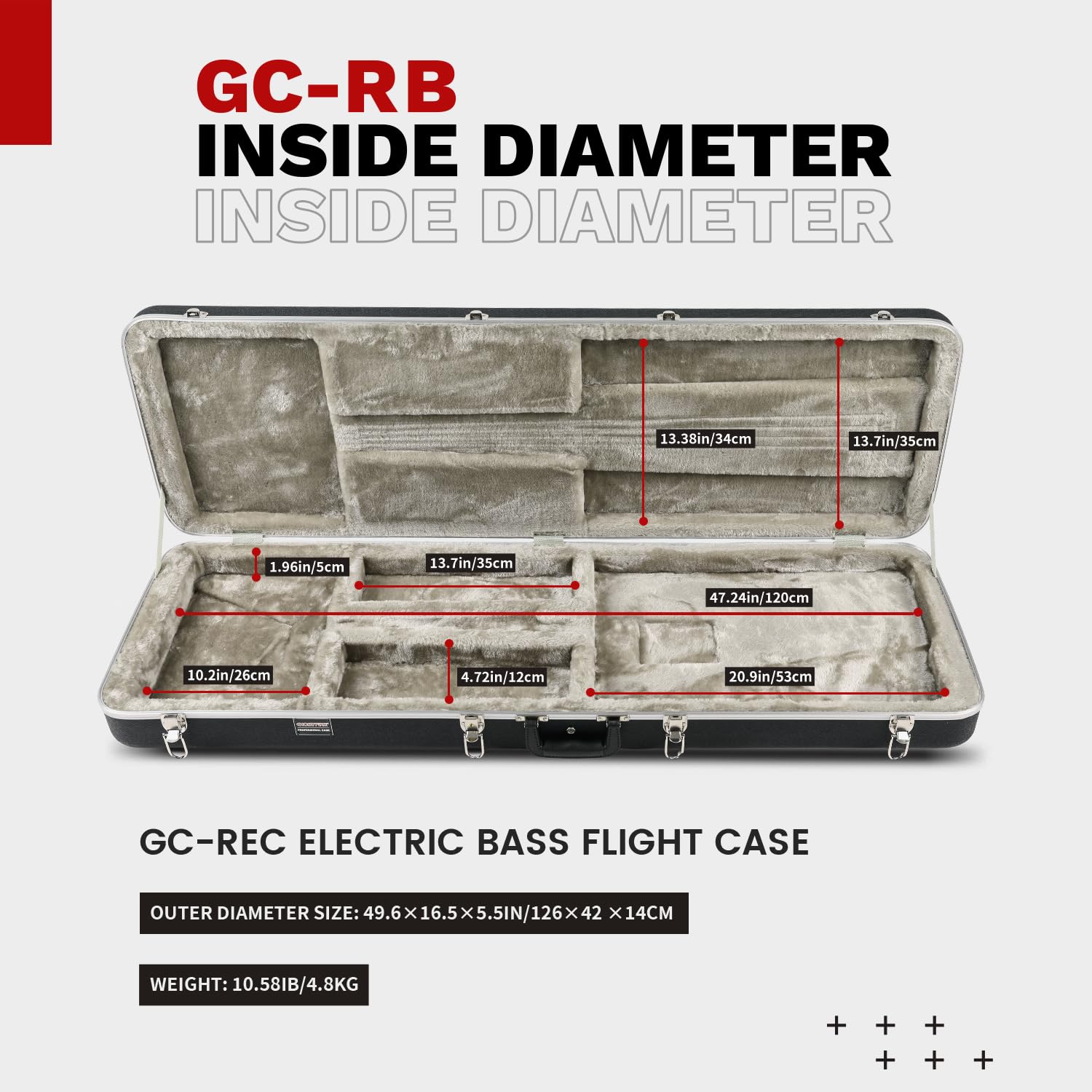 GHOSTFIRE Hard-Shell Electric Bass Case Super thick ABS Molded Case fit Precision/Jazz (Bass)