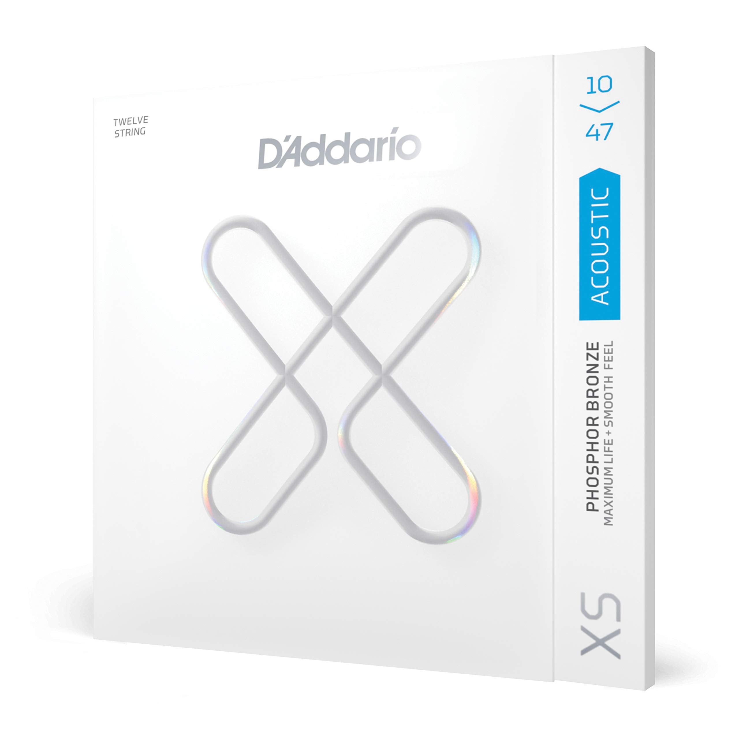 D'Addario Guitar Strings - Xs Phosphor Bronze Coated Acoustic Guitar Strings - Xsapb1047-12 - Maximum Life With Smooth Feel & Ex