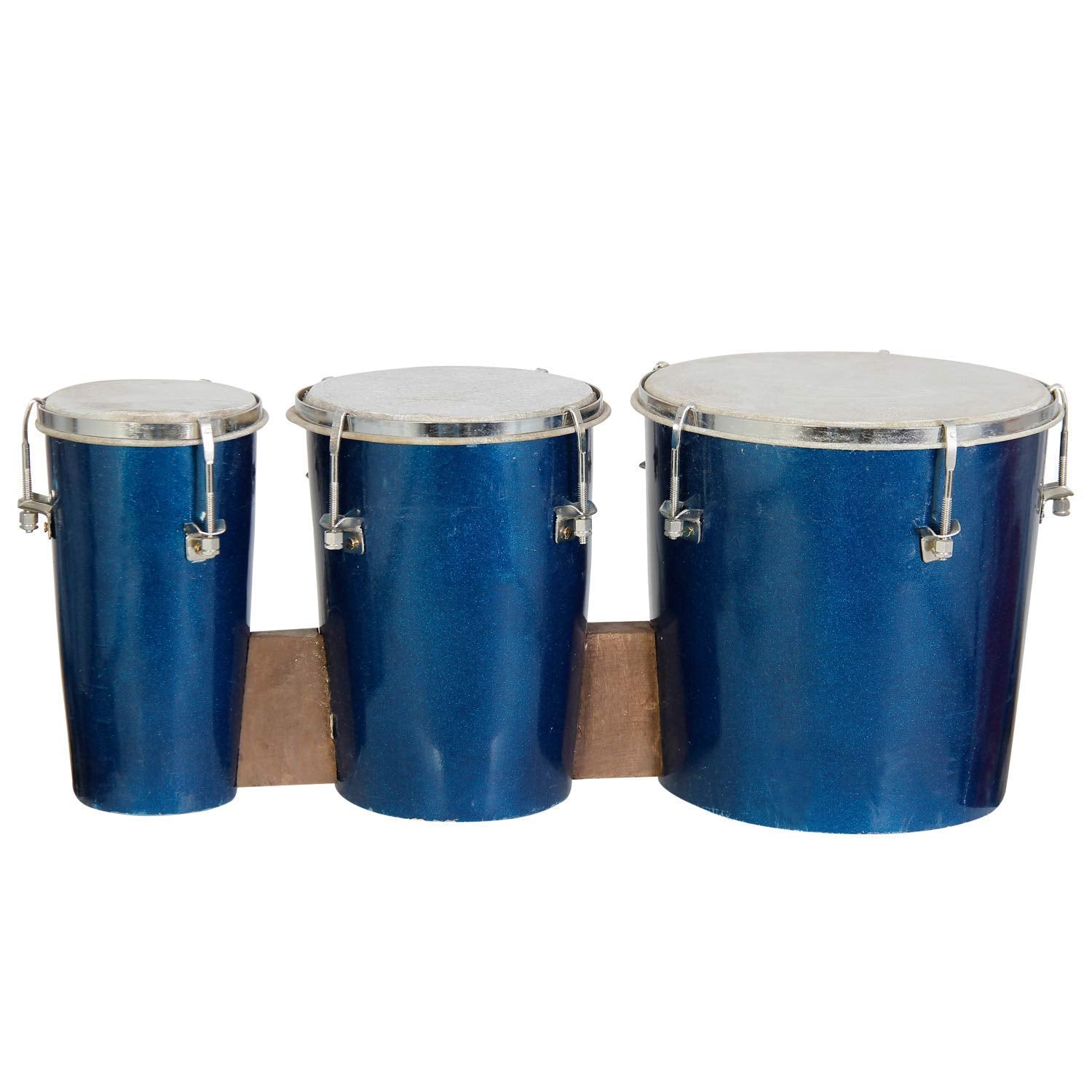 Wooden Triple Bongo Drum (Blue)