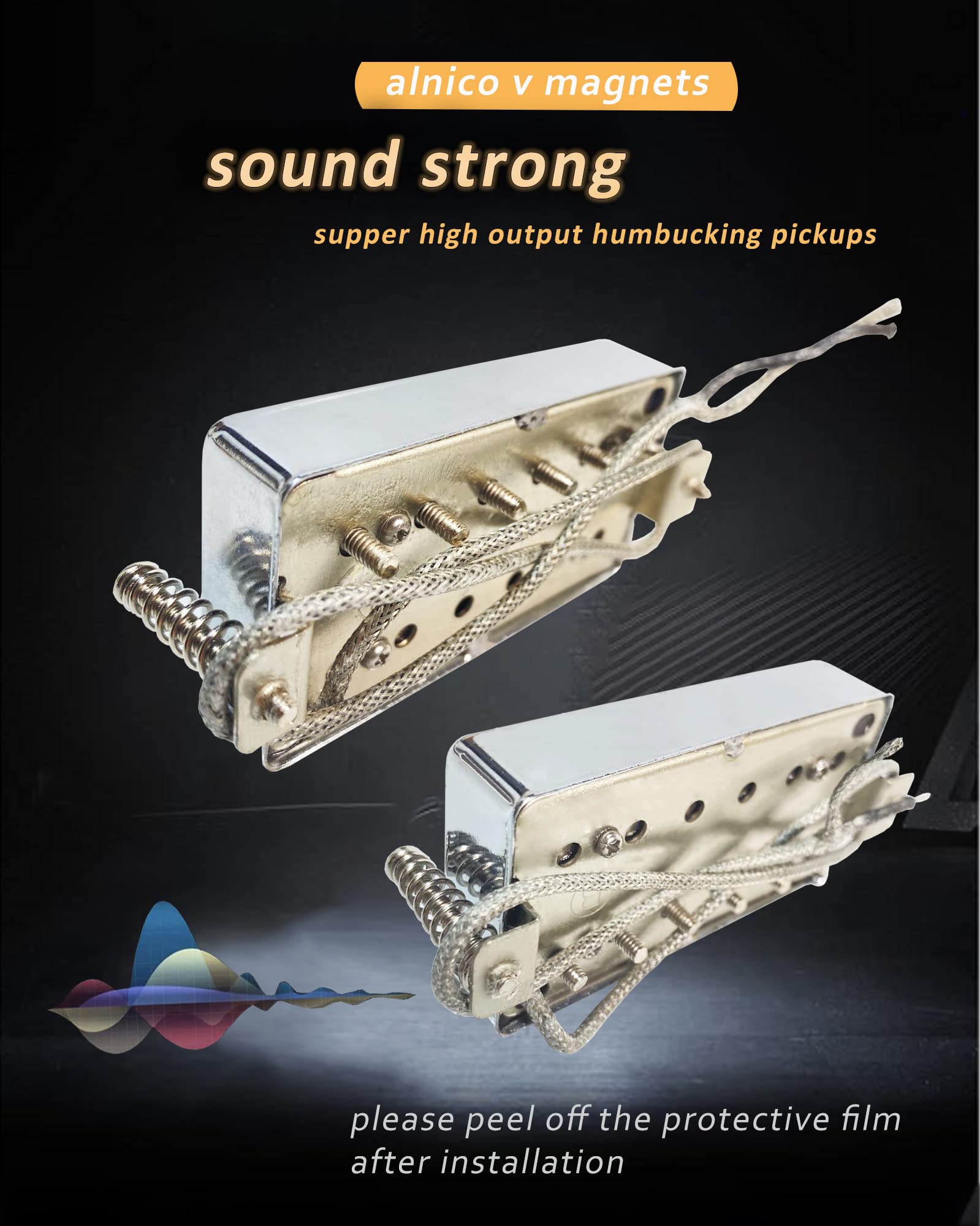 LAMSAM Seale Humbucker Pickups Set, Dual Coil Pickup with Alnico 5 Magnets Fit for Playing Kinds of Music, Electric Guitar Neck