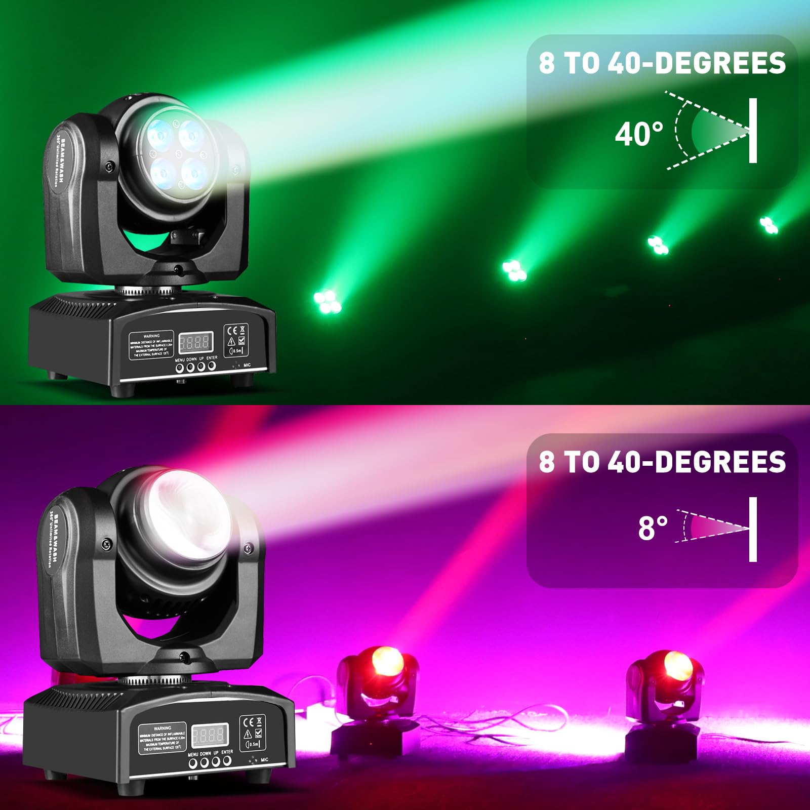100W LED Moving Head DJ Lights 2-Sides Moving Head Wash & Beam Effect Stage Light RGBW 4-in-1 DMX Sound Active DJ Lights for Par