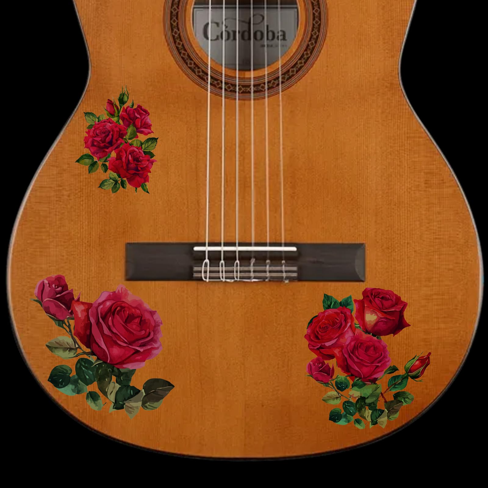 PLIGREAT 2 Pack Red Rose Guitar Headstock Guard Board Stickers Removable Guitar Decals DIY Gifts for Guitarist Bass Player Bands