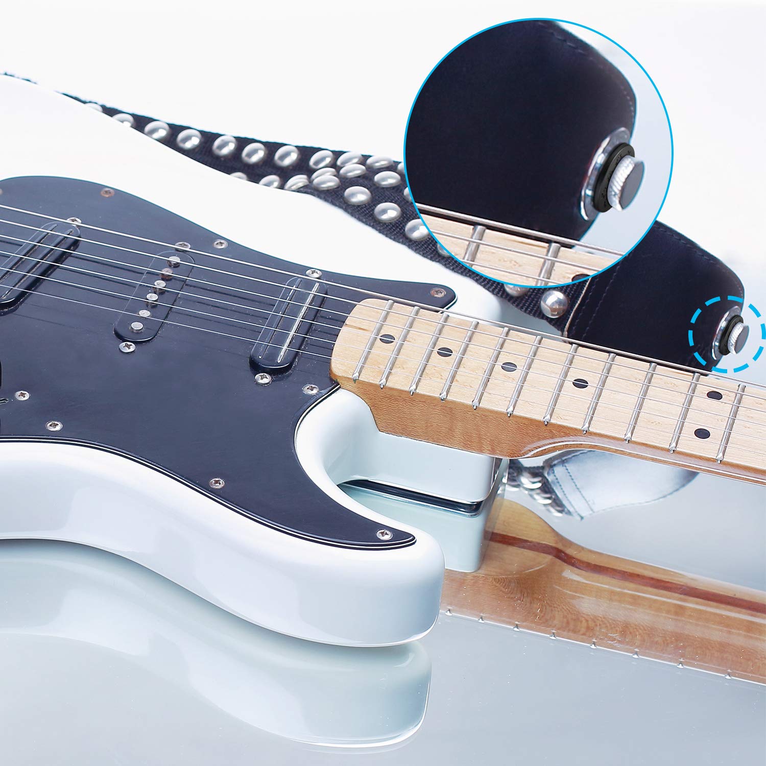 12 Pieces Guitar Strap Locks Silicone Strap Locks Rubber Guitar Strap Blocks Guitar Protector (Black)