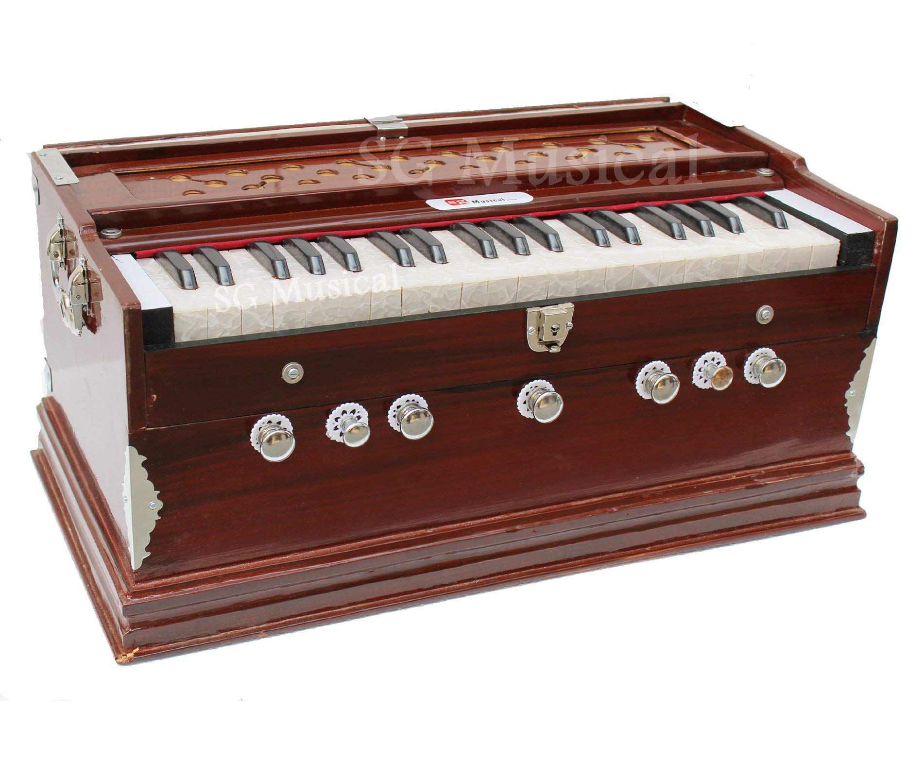 Double Bellow Harmonium, 39 Keys, Octave, 7 Stopper, Mahroon Color, Pack Of 1