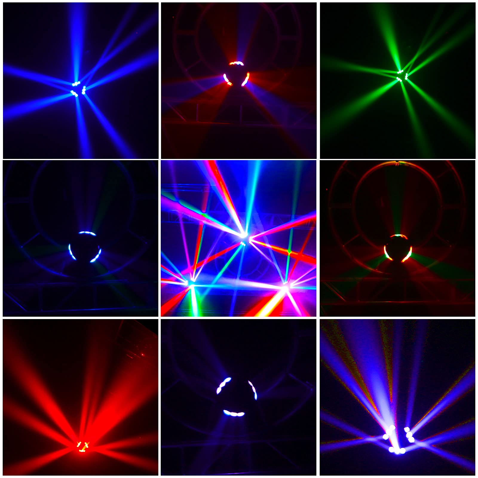 Spider Moving Head Lights, UKing DJ Lights 9 LEDs Heads X 10W RGB Stage Lighs 12/19 Channels DMX-512 and Sound Activated Great