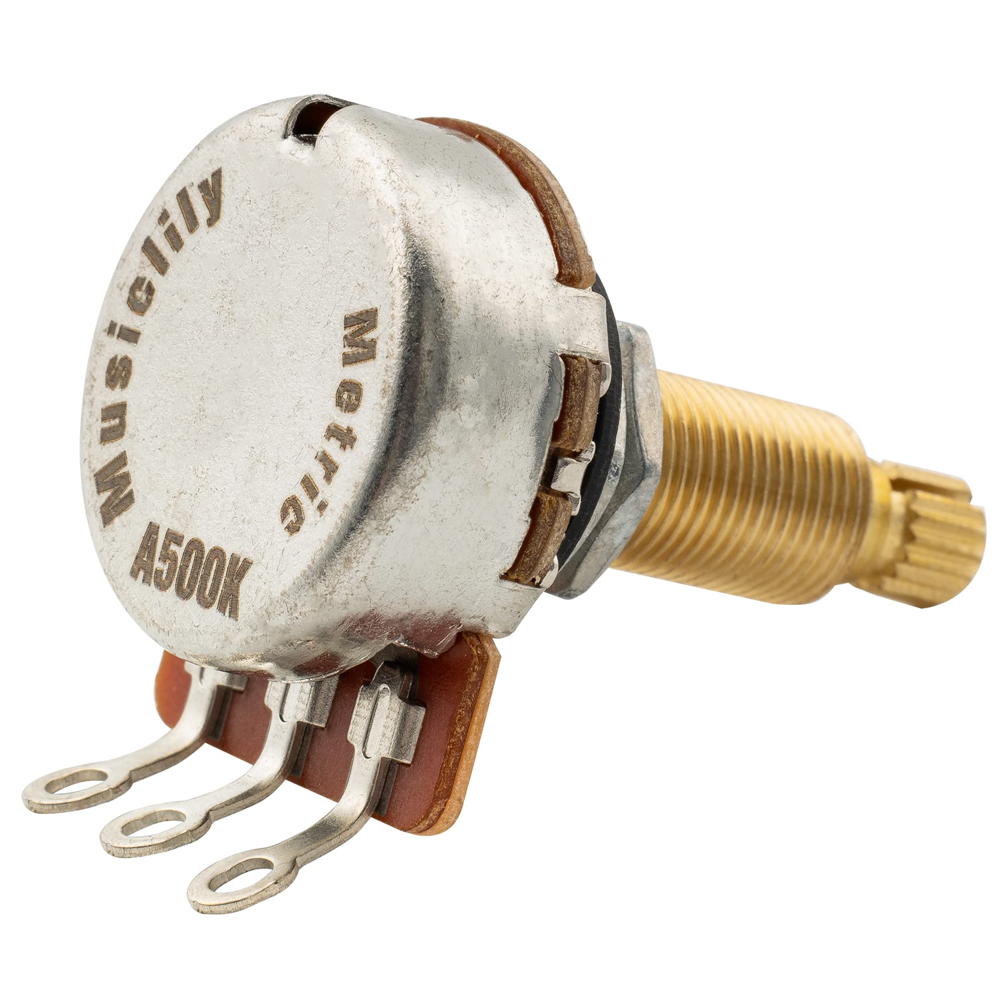 Musiclily Pro HD A500K Full Brass Metric Coarse 18-Spline Split Long Shaft Pot Audio Taper Potentiometer for Electric Guitar Bas