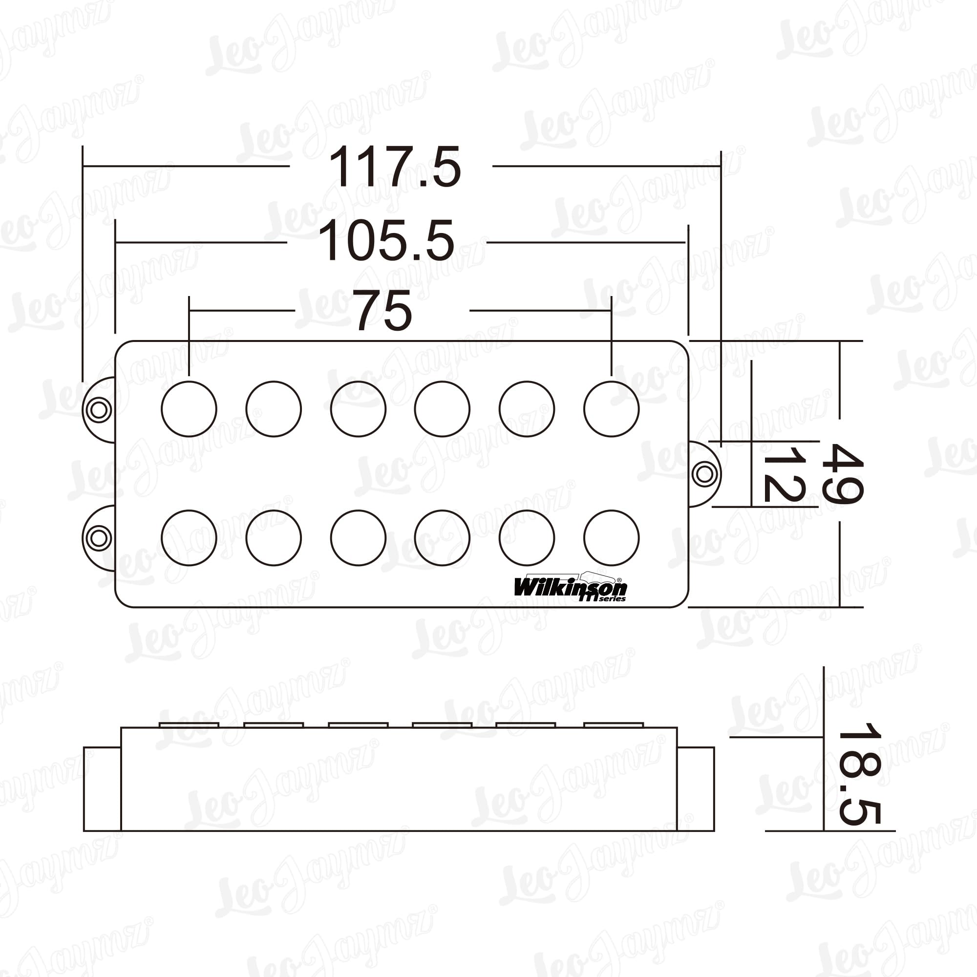 Wilkinson WOM6 Alnico Humbucker Pickups for 6 Strings Electric Bass Guitar (WOM6)